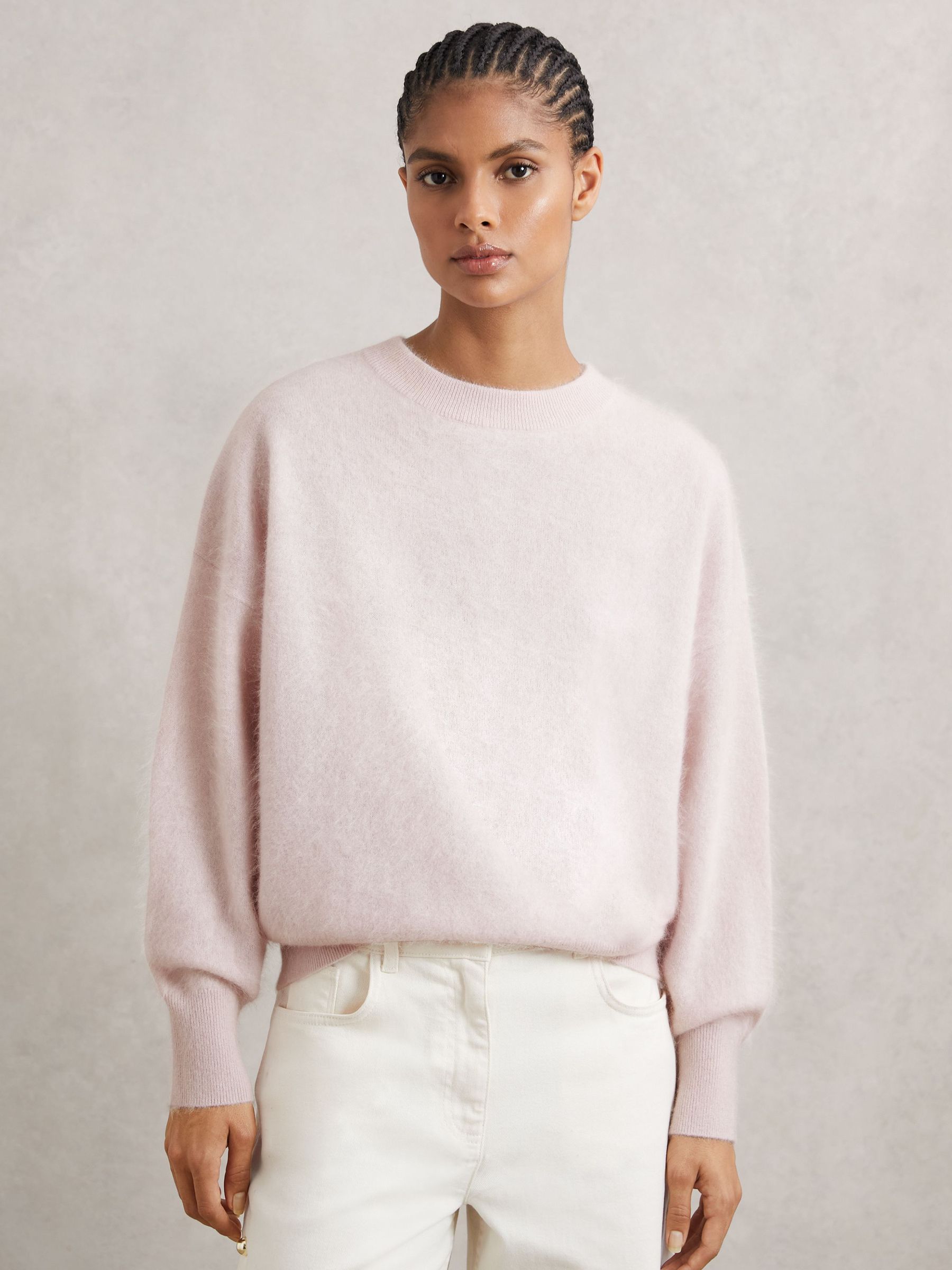 Brushed Cashmere Crew Neck Jumper in Pink (H52168) | €325