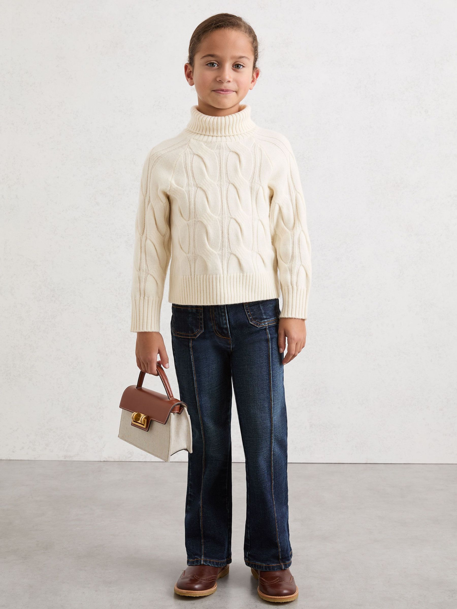 3-9 yrs Wool Roll-Neck Cable-Knit Jumper in Ivory (H52187) | $75