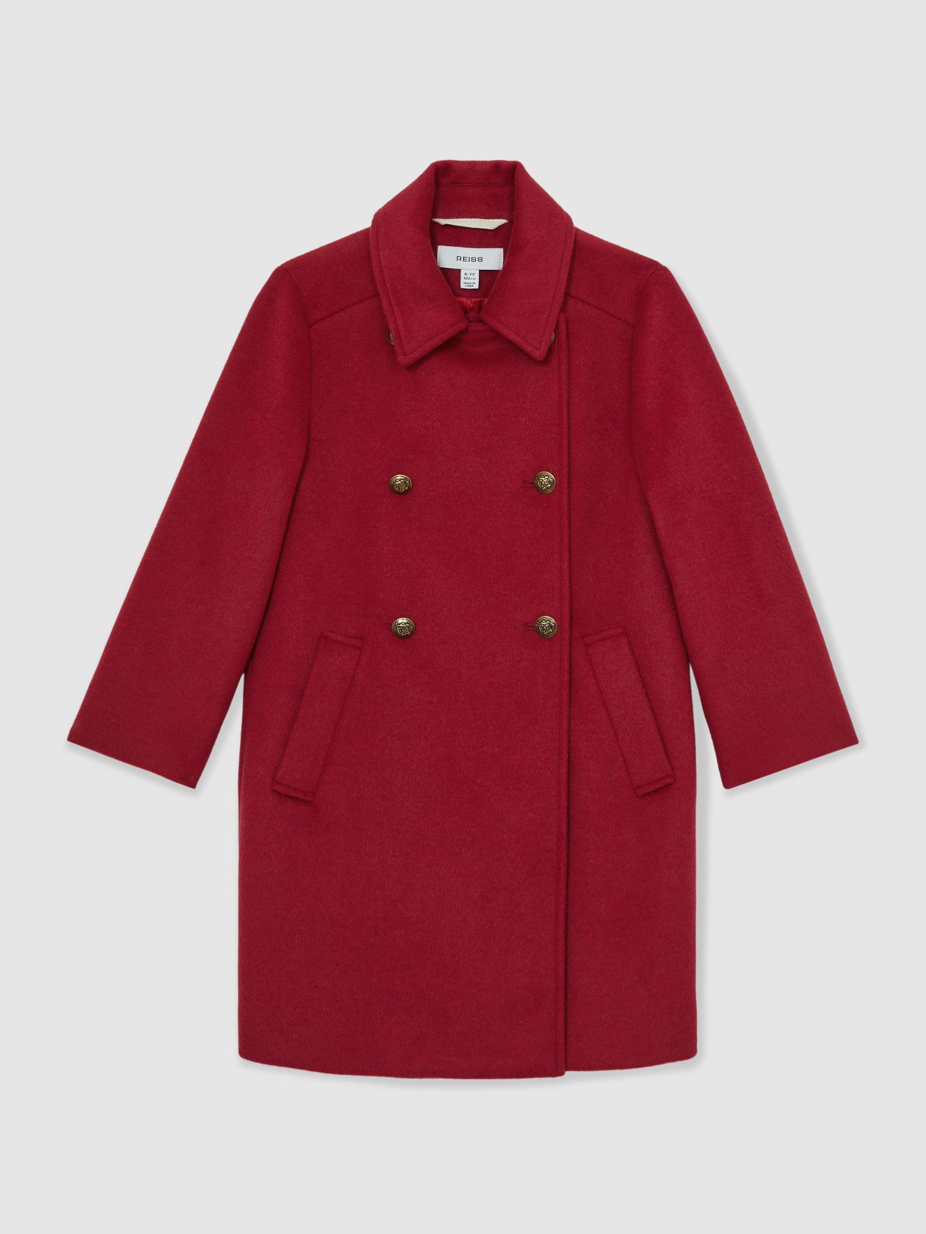 Wool Blend Double Breasted Coat in Red (H52199) | 700 QAR