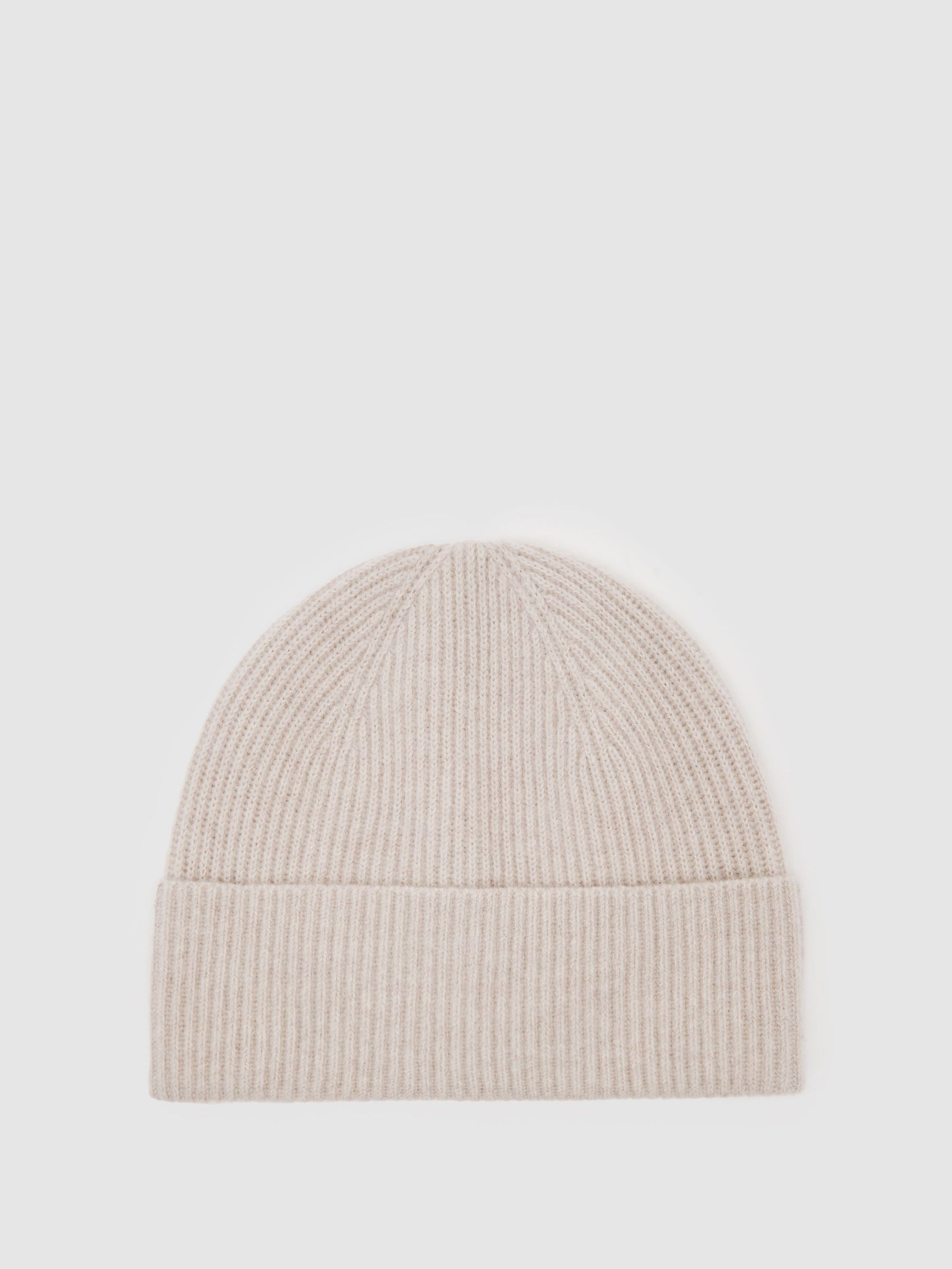 Merino Wool Rib-Knit Beanie in Light Oatmeal Melange (H52200) | AED290