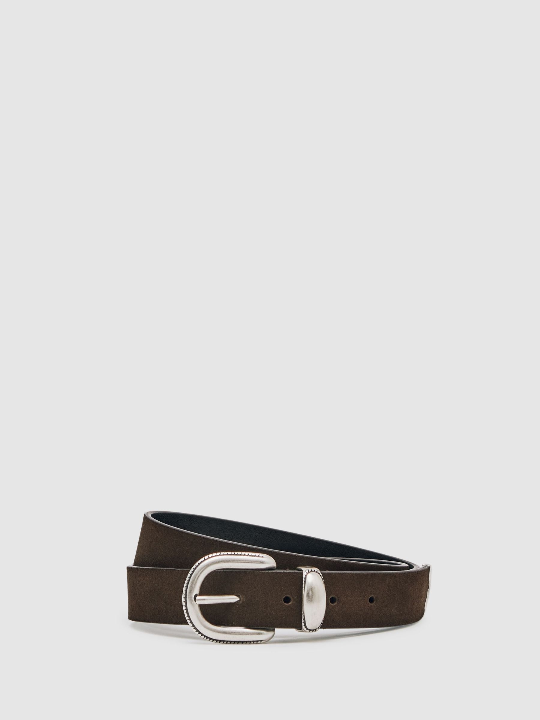 Suede Western-Style Belt in Dark Brown (H52201) | 370 QAR