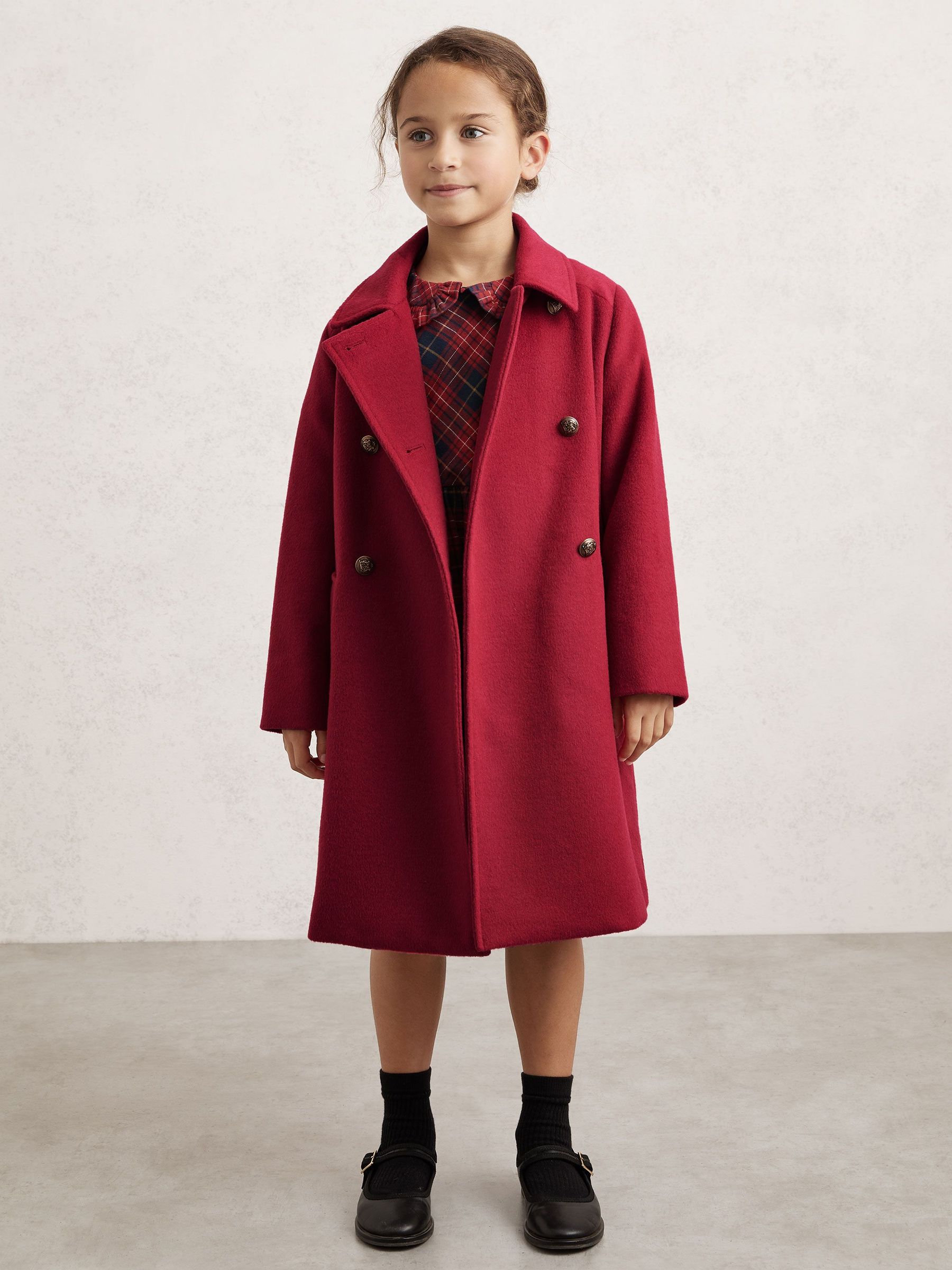 Wool-Blend Double-Breasted Coat in Red (H52232) | 600 QAR