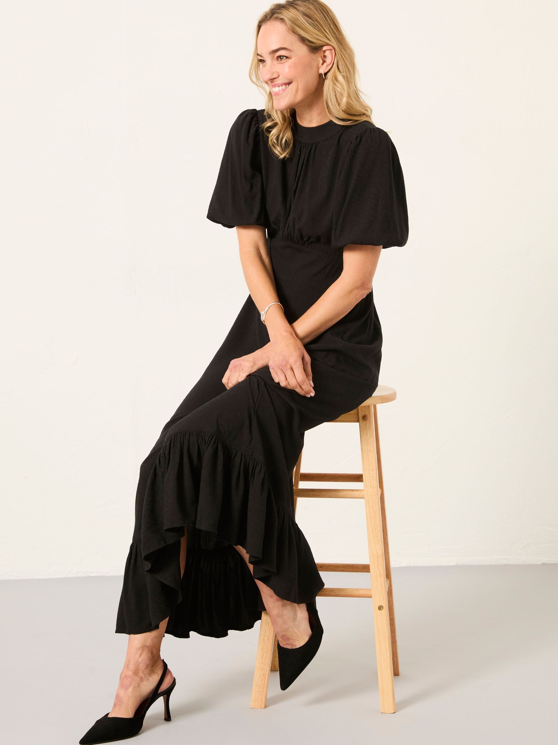 Mila Black Petite Midi Dress (H54460) | $124