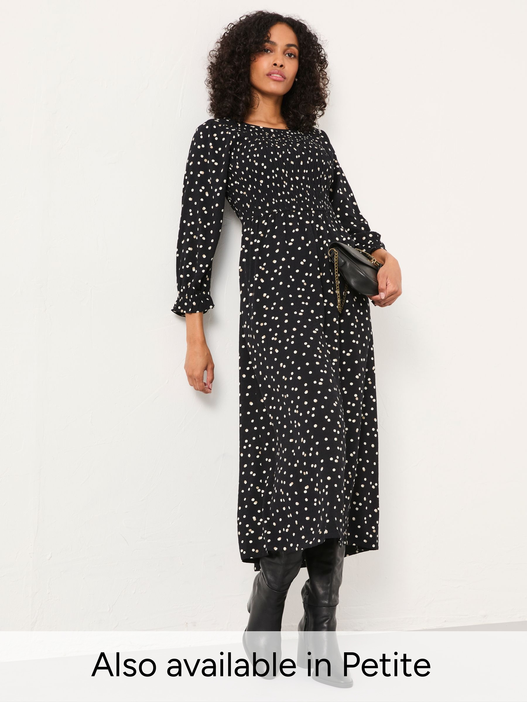 Mabel Black Polka Dot Regular Midi Dress (H54577) | $119