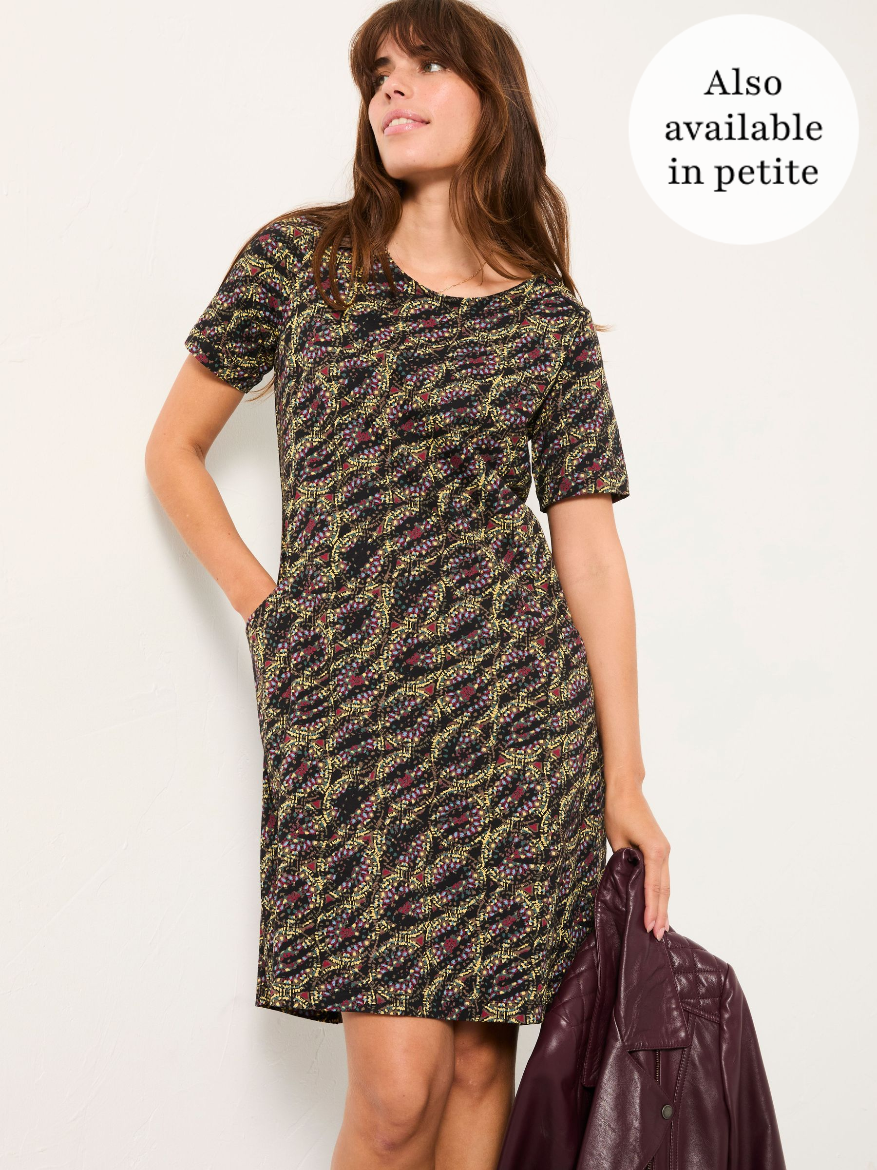 Simone Black Sketchy Texture Regular Jersey Dress (H54665) | $85