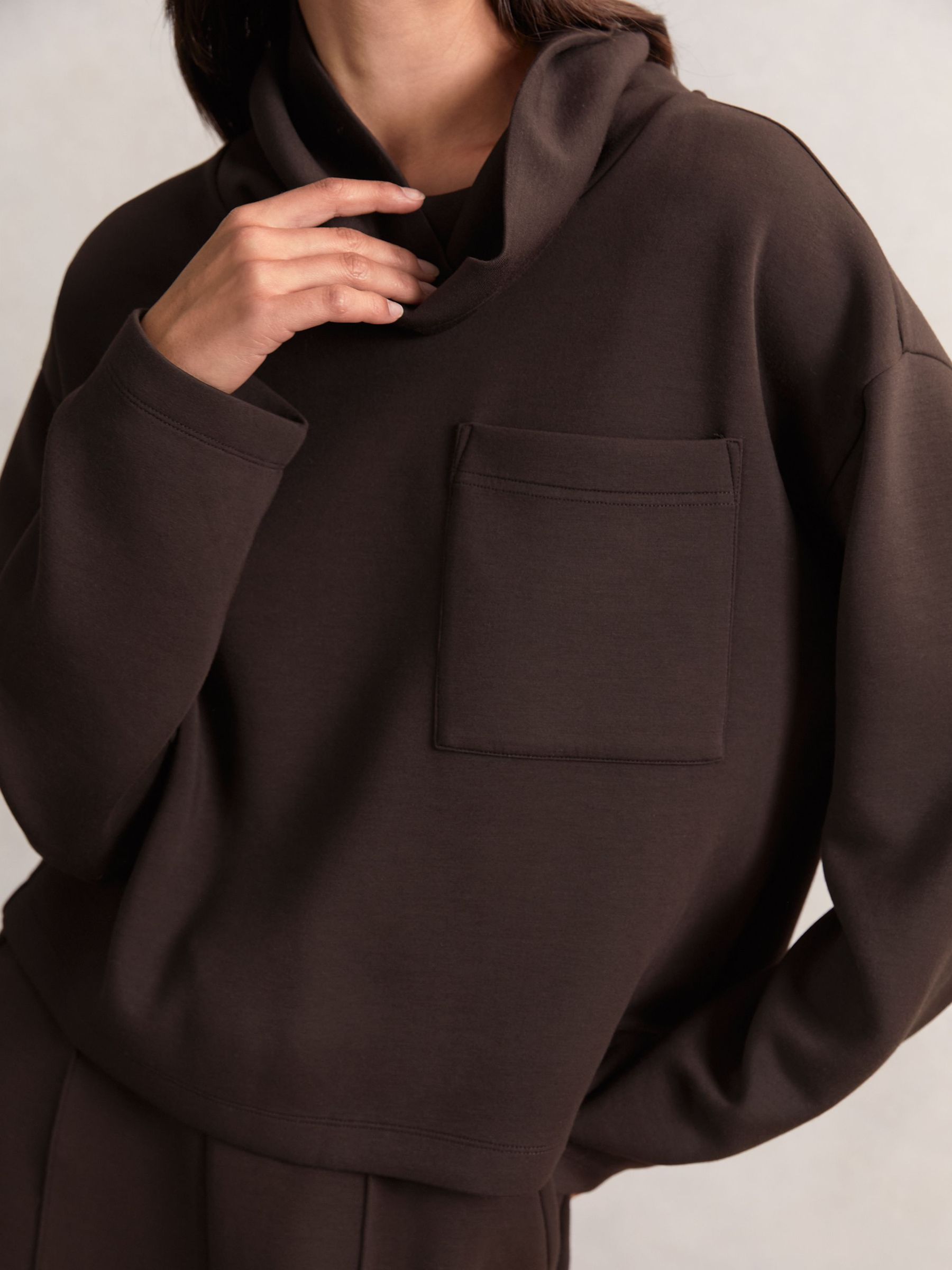 Interlock-Jersey Funnel-Neck Sweatshirt in Dark Chocolate Brown (H54746) | 655 QAR