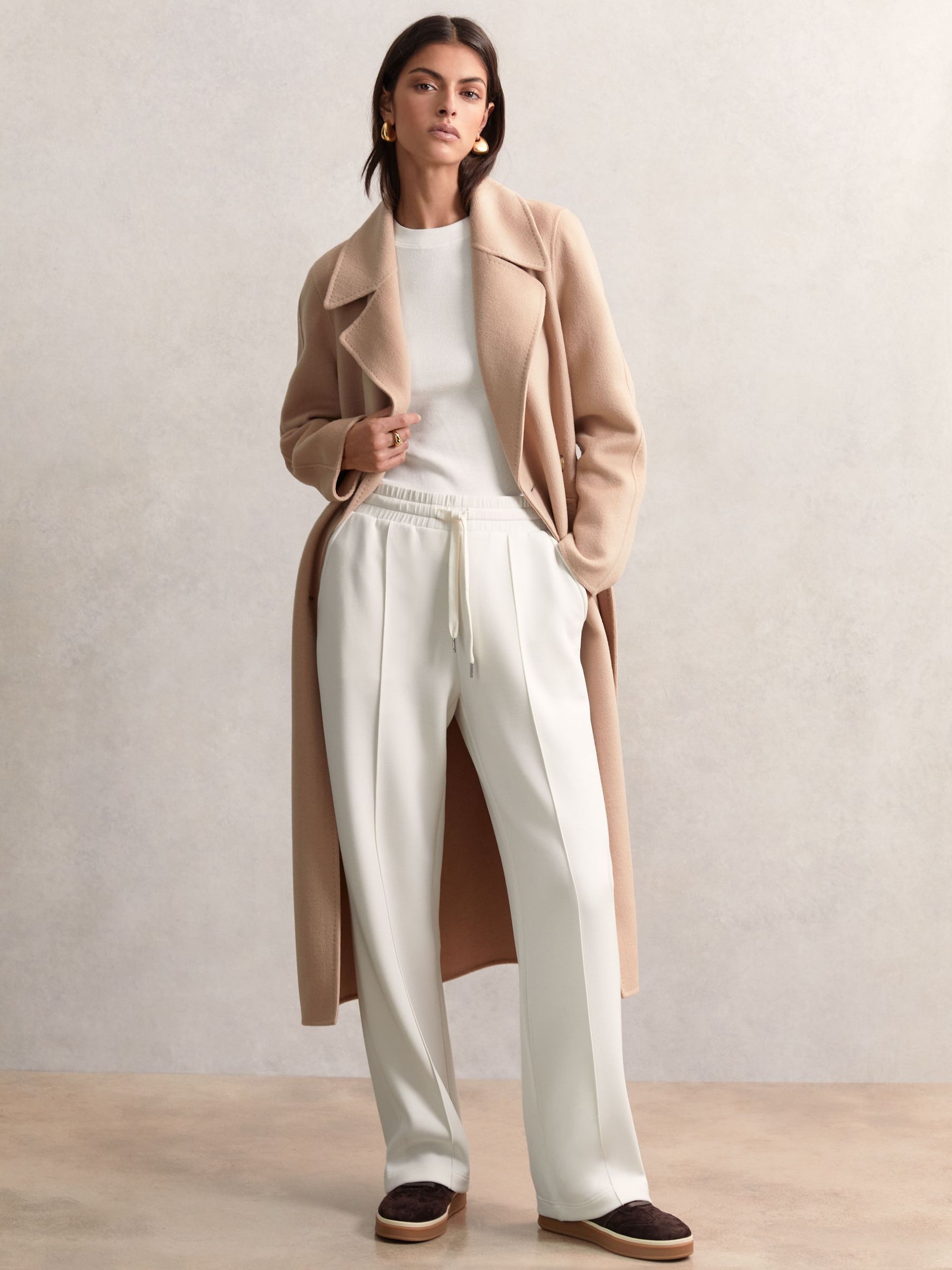 Petite Modal-Blend Interlock Wide-Leg Joggers in Ivory (H54754) | 655 QAR