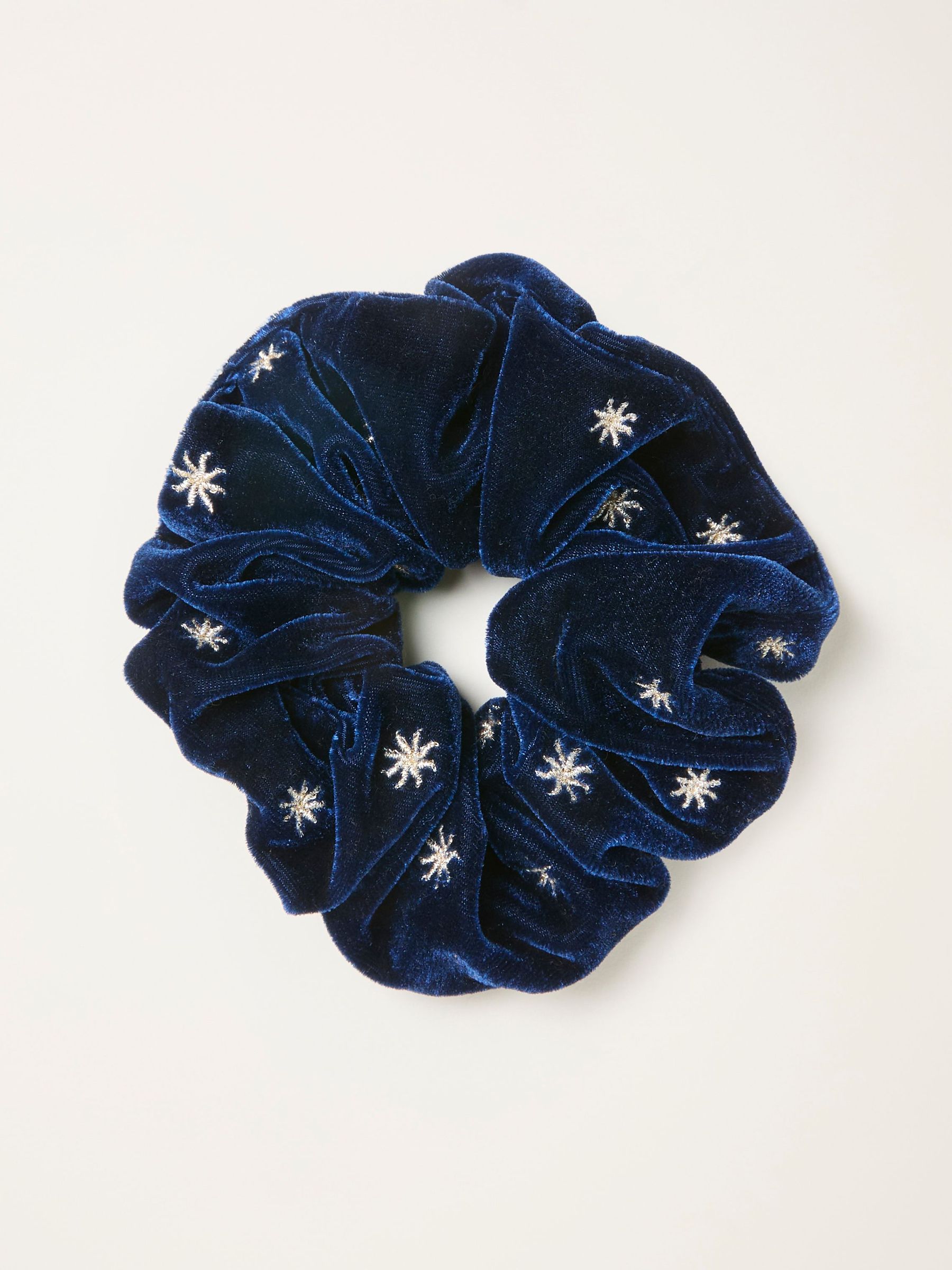 Navy Velvet Embroidered Scrunchie (H57022) | €13.50