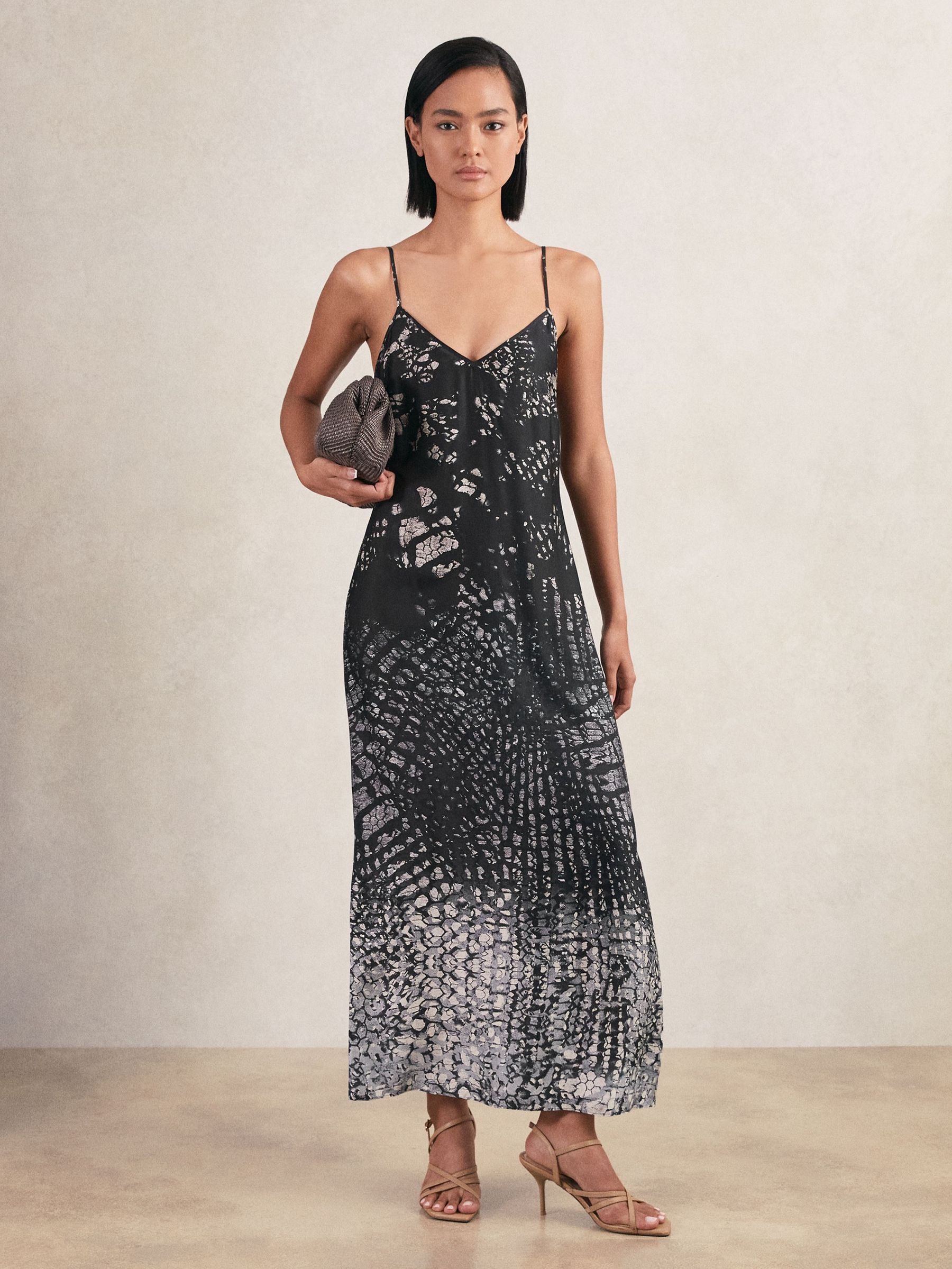 Printed Maxi Slip Dress in Navy (H57206) | 1,240 SAR
