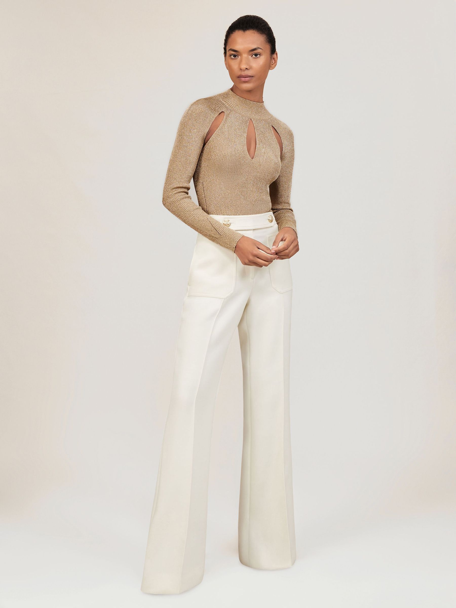 Metallic Long Sleeve Top in Gold (H57208) | €170