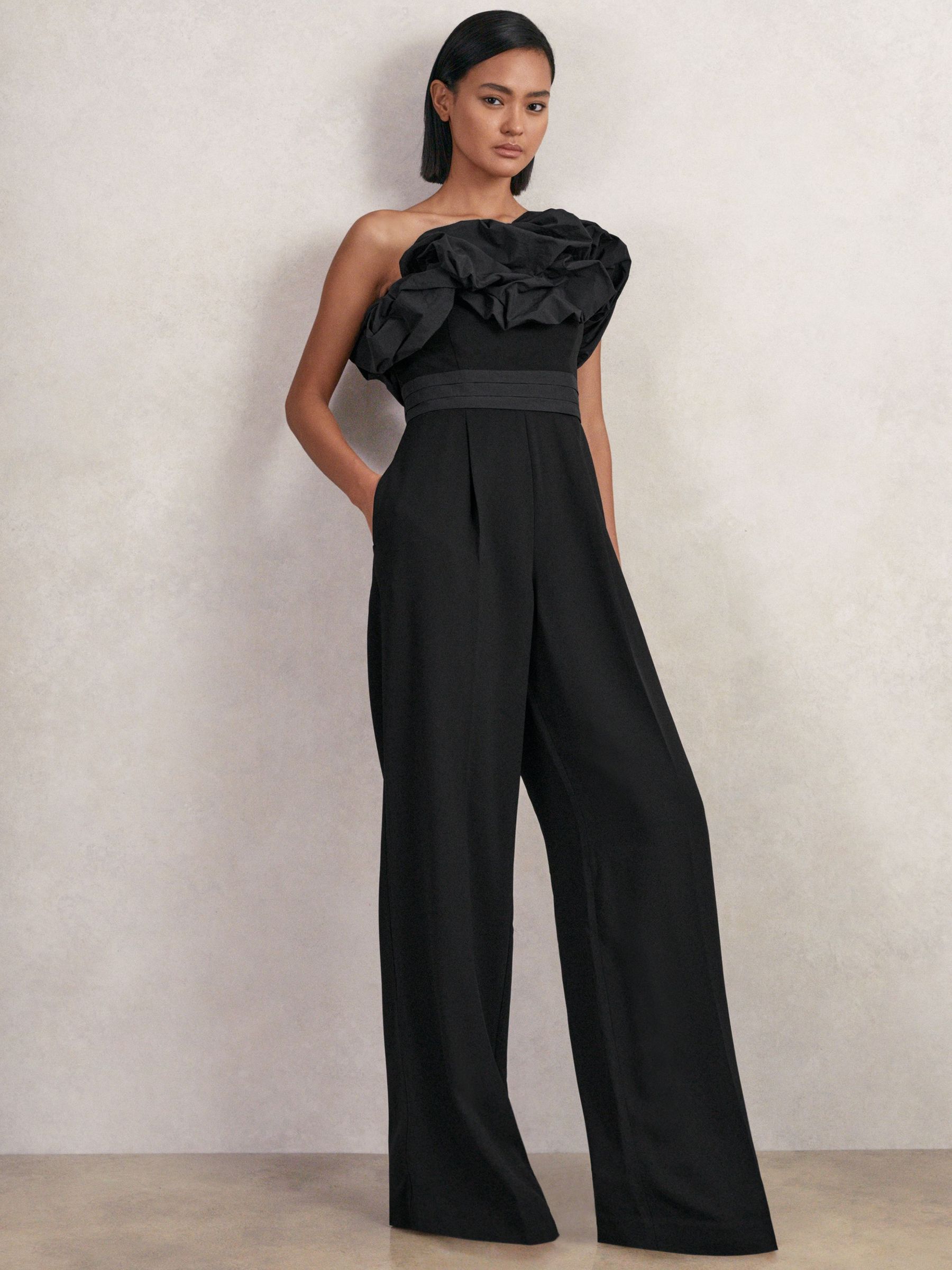 Sculptural Strapless Wide-Leg Jumpsuit in Black (H57222) | DKK1,815