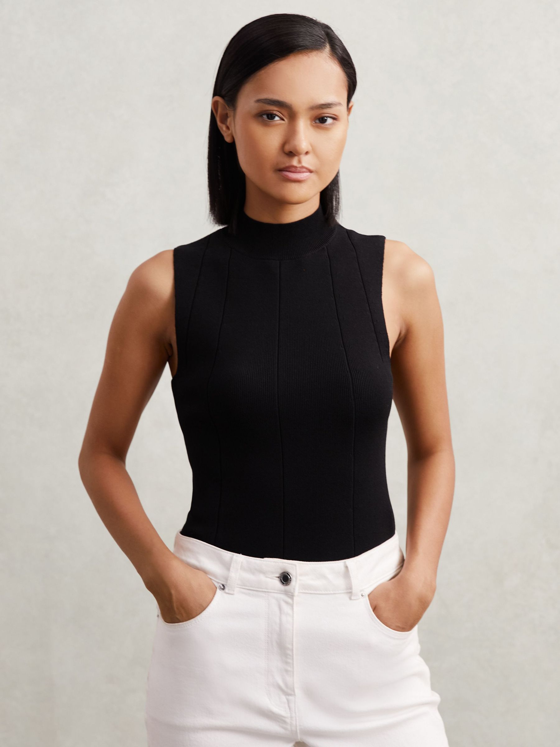 High Neck Sleeveless Top in Black (H57235) | CA$190