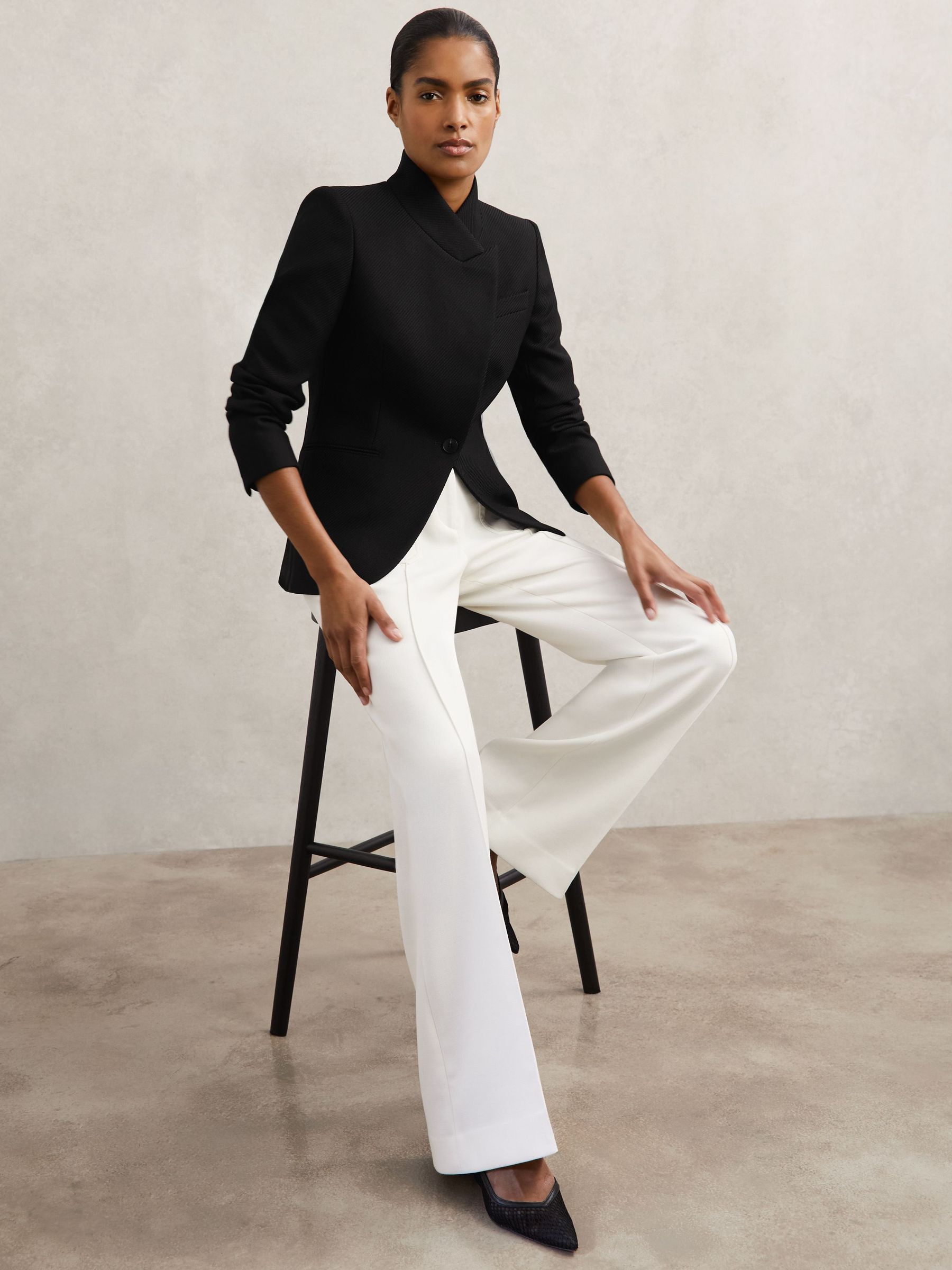 Petite Wool-Blend Wrapover Blazer in Black (H58090) | CA$495