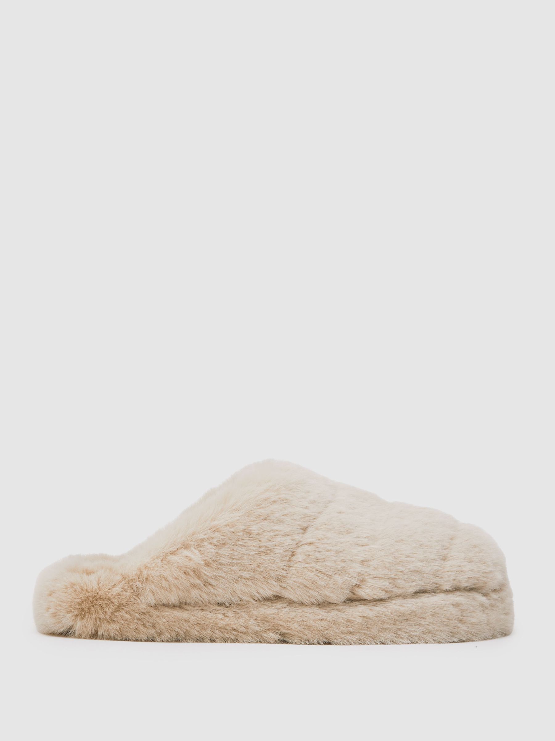 Faux Fur Slippers in Cream (H58091) | $80