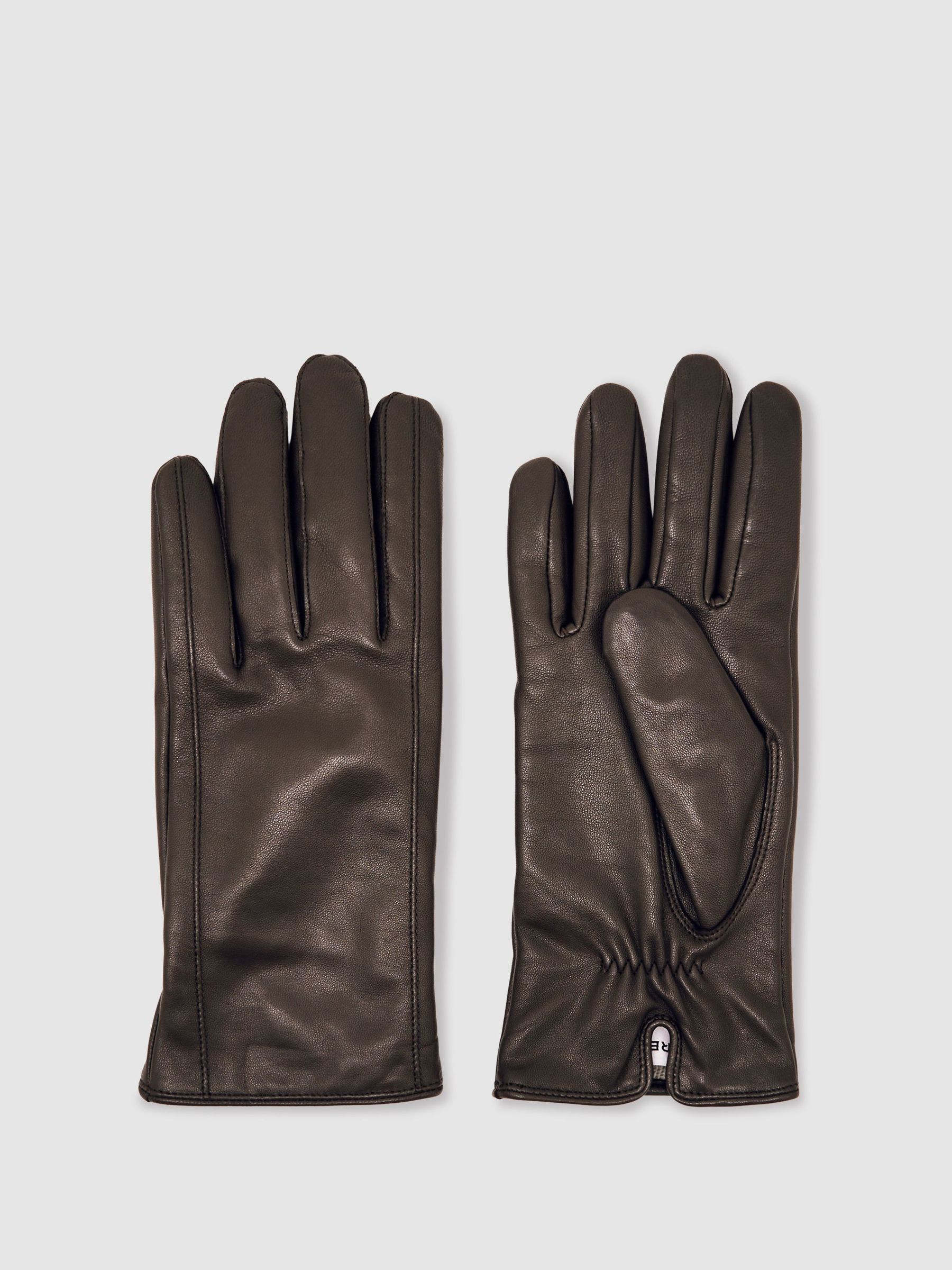 Leather Gloves in Chocolate (H58093) | 320 QAR