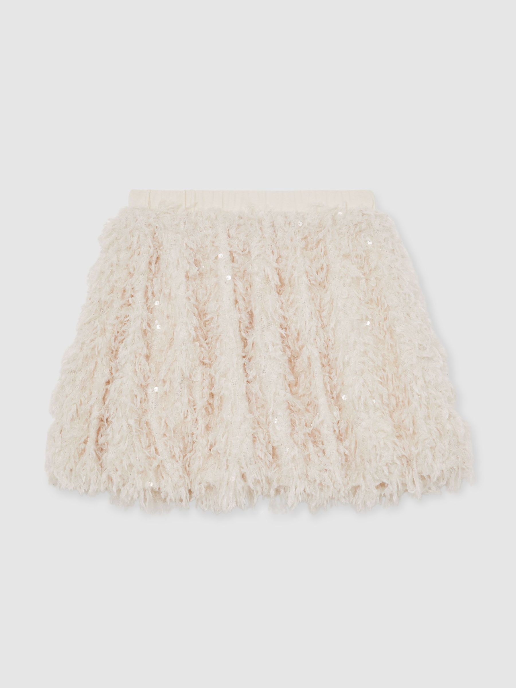 13-14 yrs Fluffy Sequin-Embellished Skirt in Ivory (H58117) | CA$135