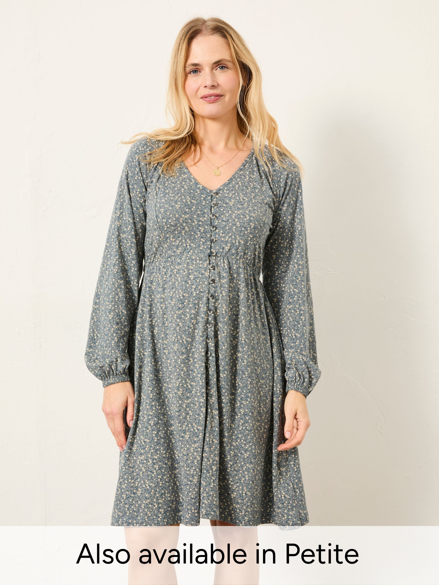 Em Blue Ditsy Regular Jersey Dress (H59283) | $99