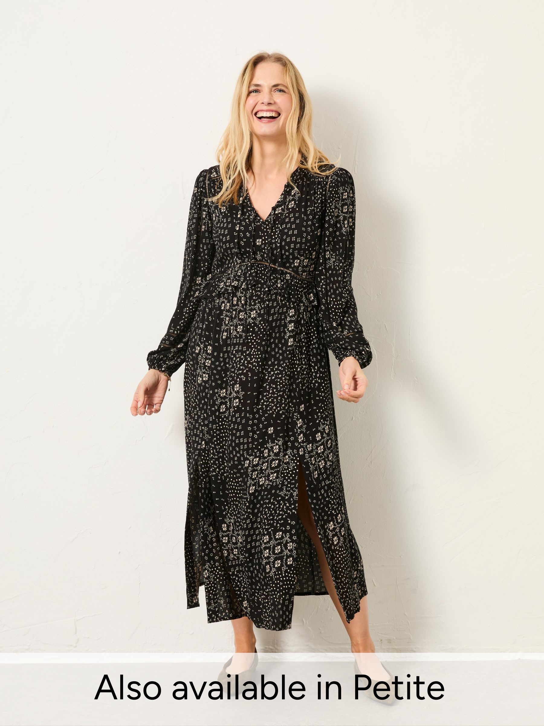 Tara Black Mono Patchwork Regular Floral Dress (H59285) | $132