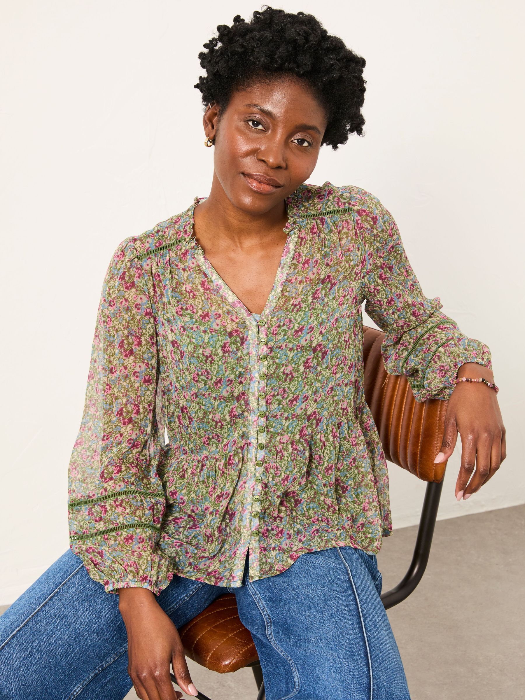 Mel Green Ditsy Garden Regular Blouse (H59303) | $105