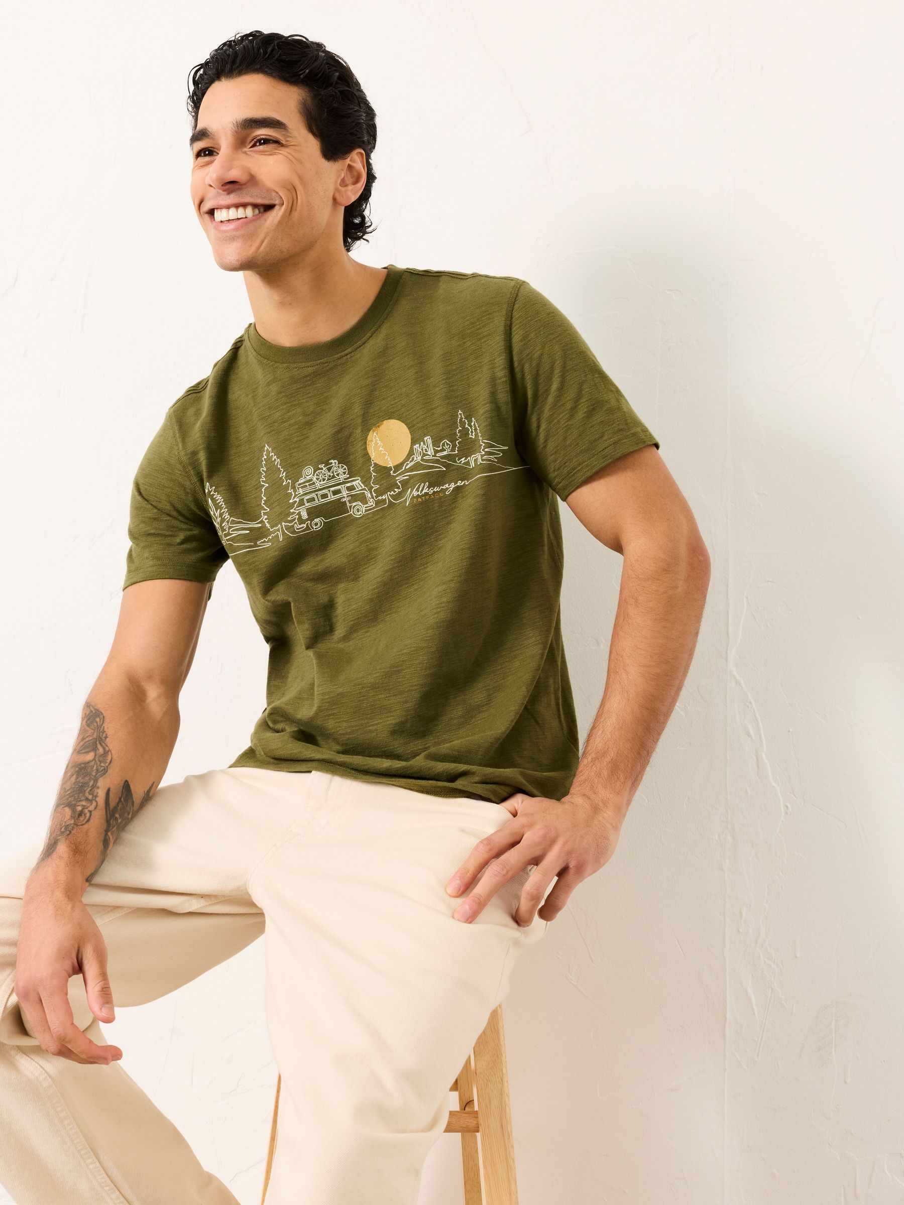 Khaki Green VW Scenic Route Graphic Tshirt (H59478) | €38.50