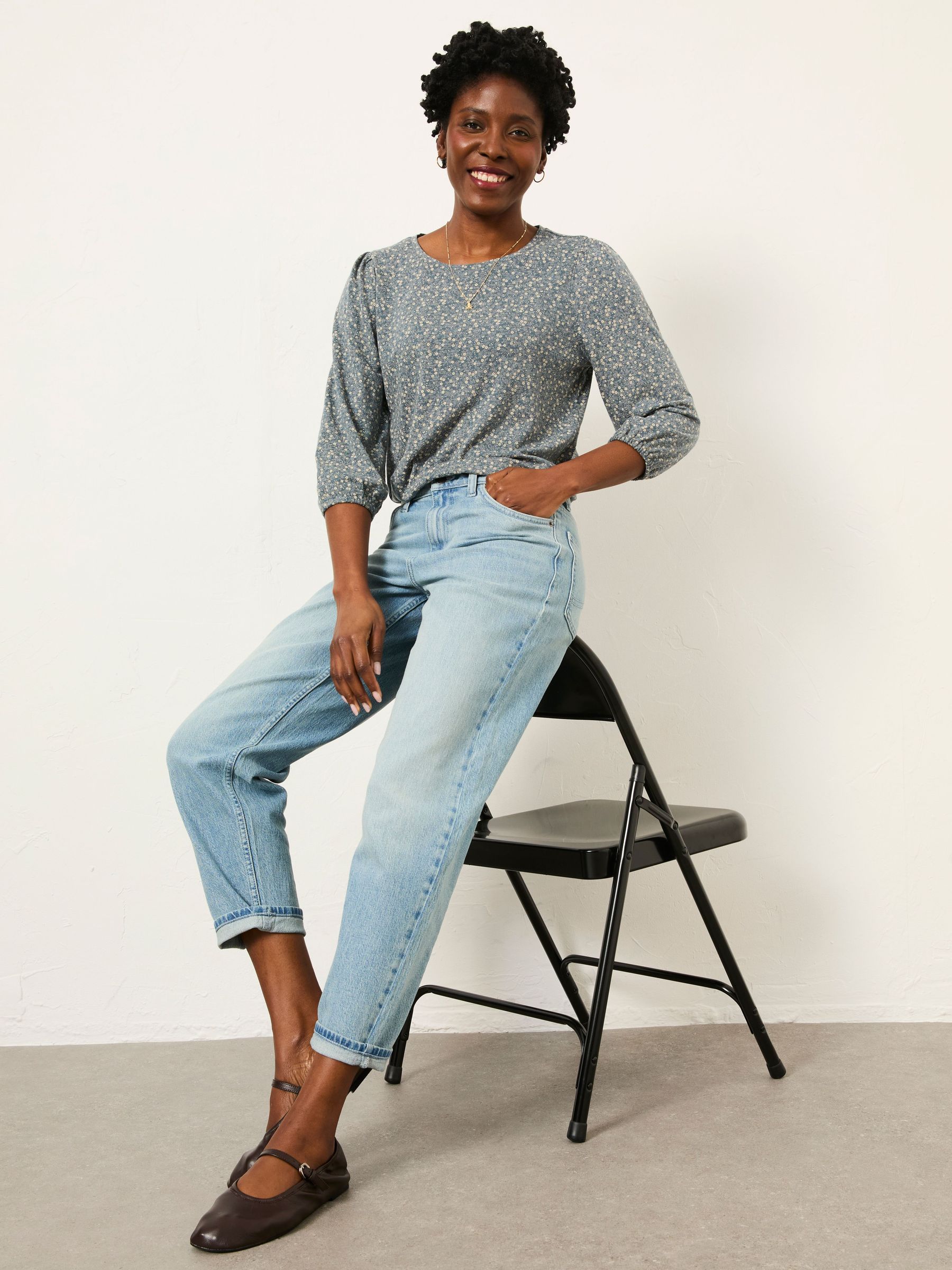 Penny Blue Vintage Ditsy Top (H60066) | $67