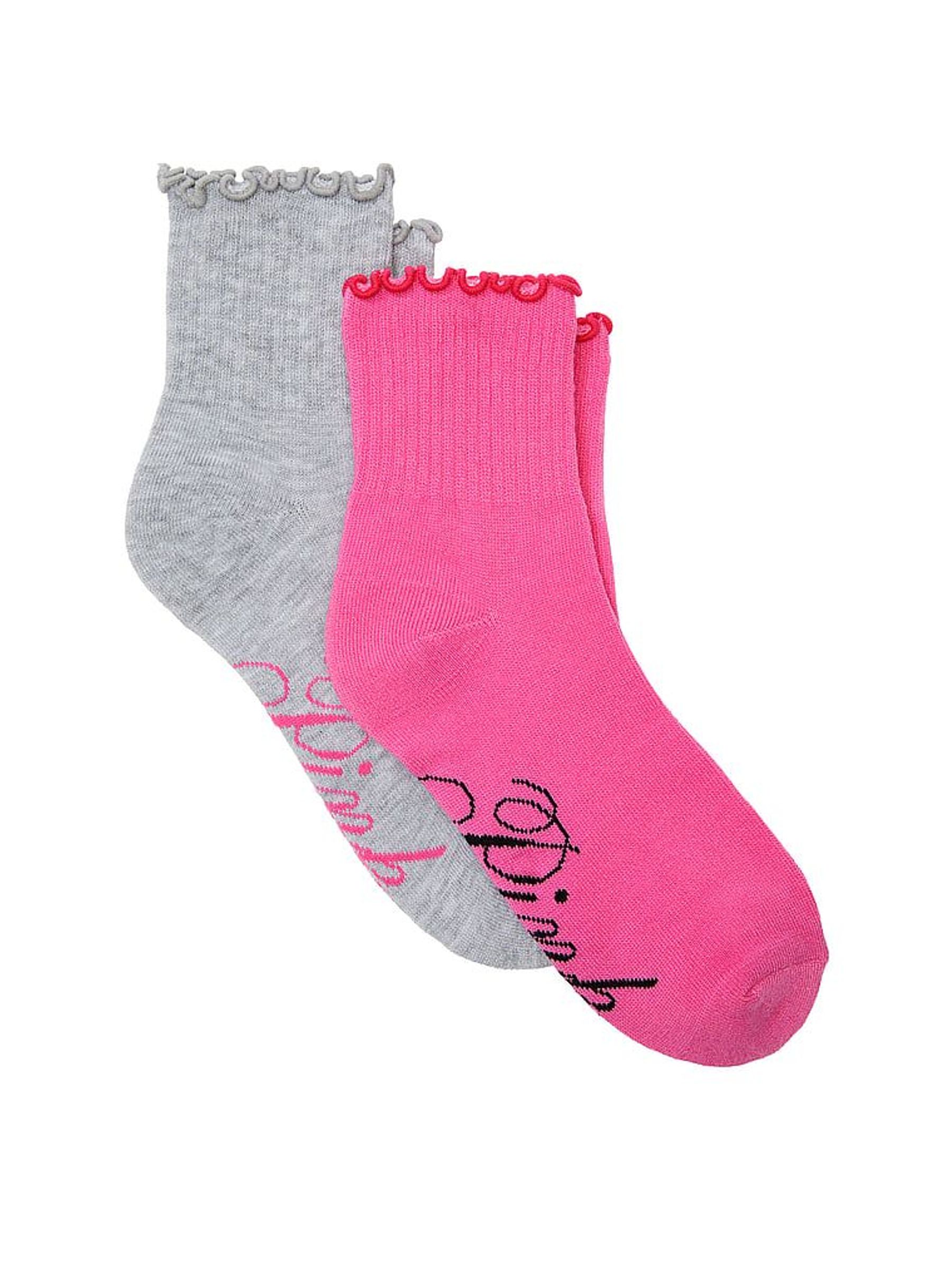 Pink/Heather Grey Ruffle Quarter Socks 2 Pack (H60301) | €20