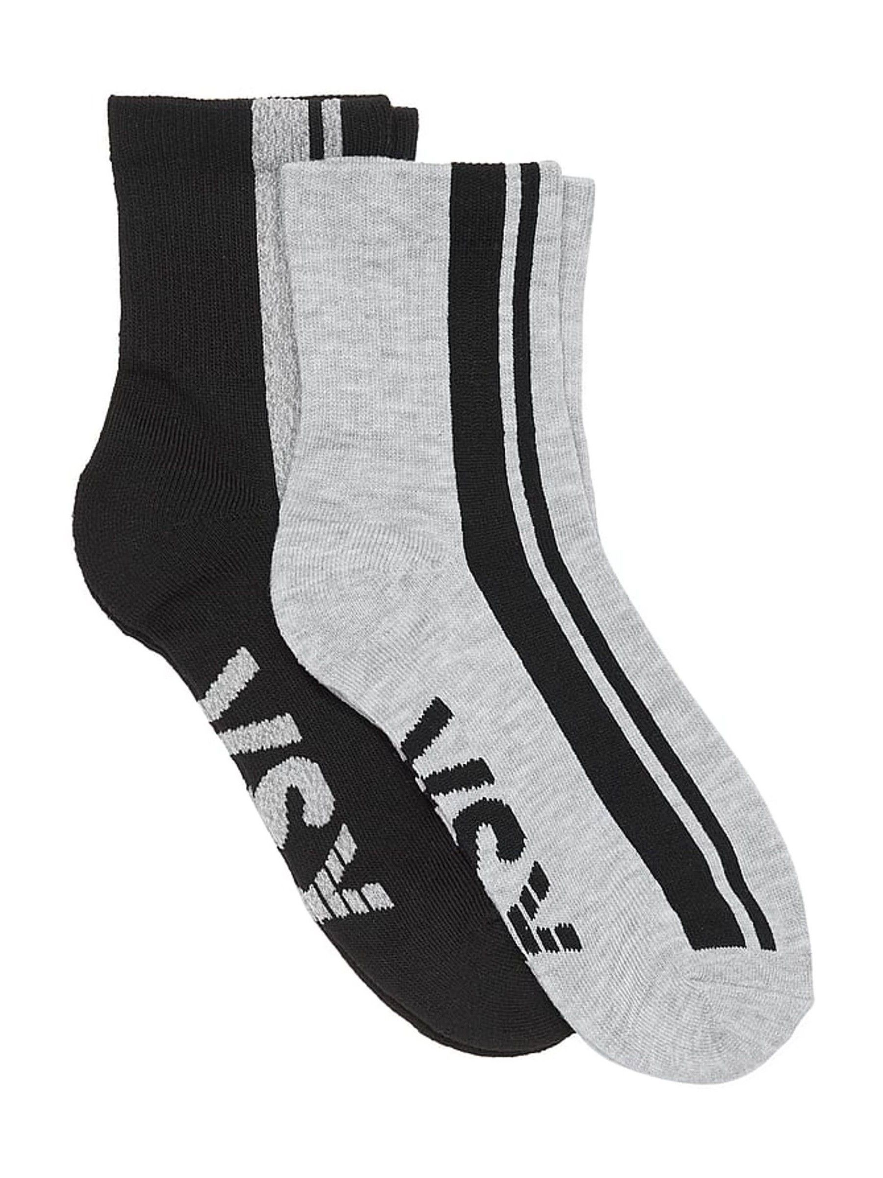 Black & Heather Grey 2 Pack Quarter Socks (H60309) | €17.50