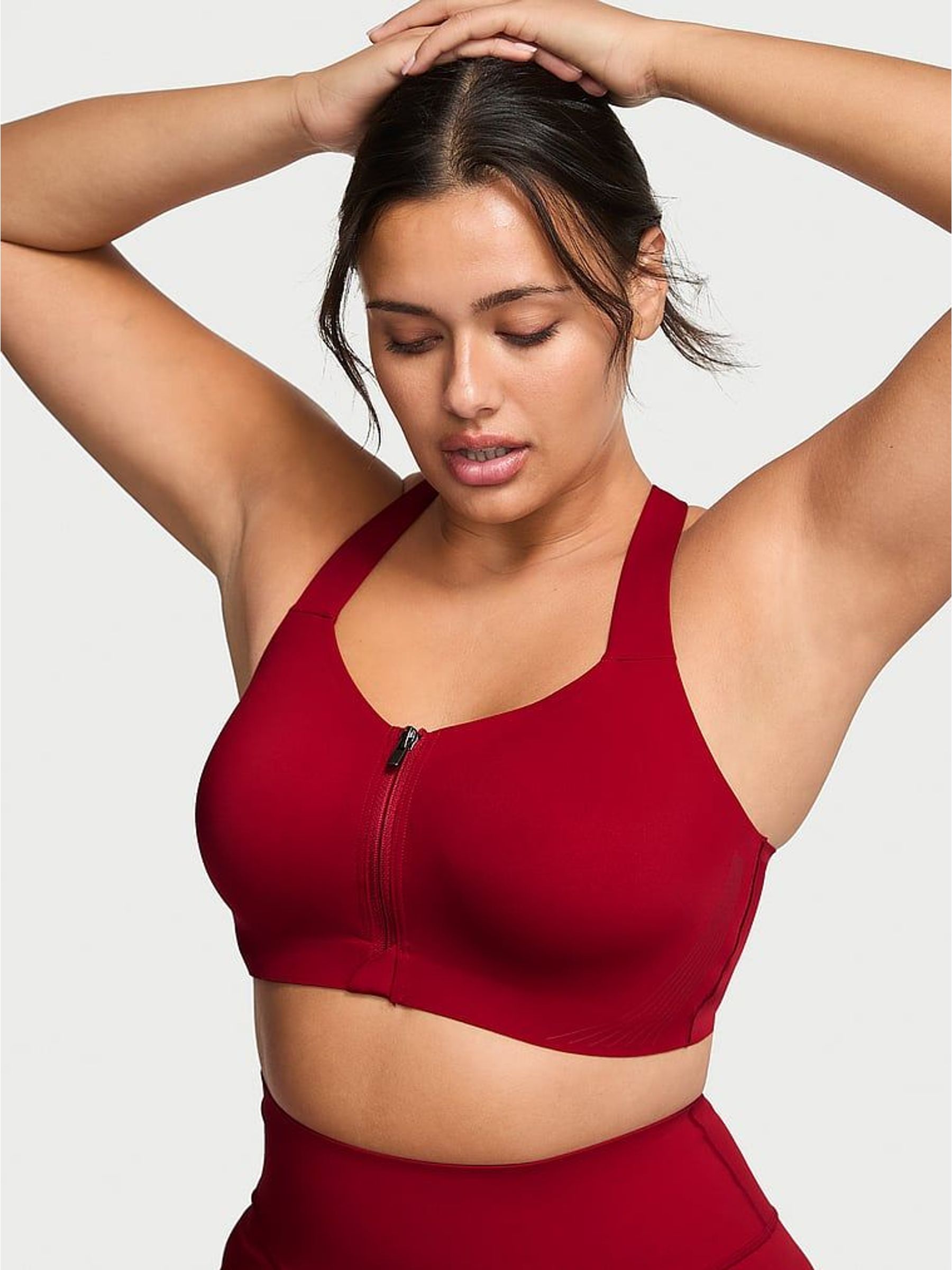 Red Lacquer Front Close High Support Sports Bra (H60358) | €71