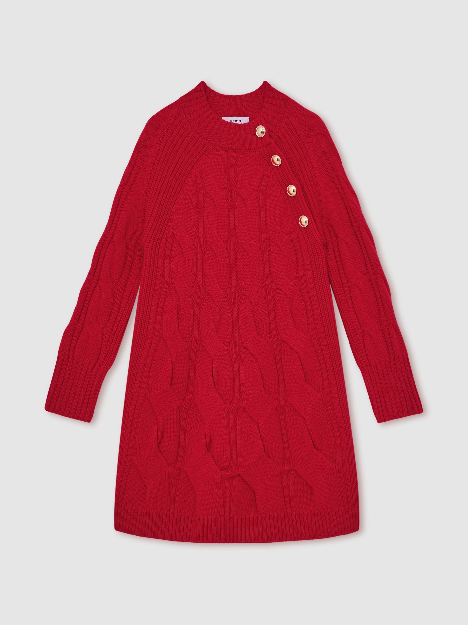 13-14 yrs Wool Cable-Knit Dress in Red (H60469) | $135