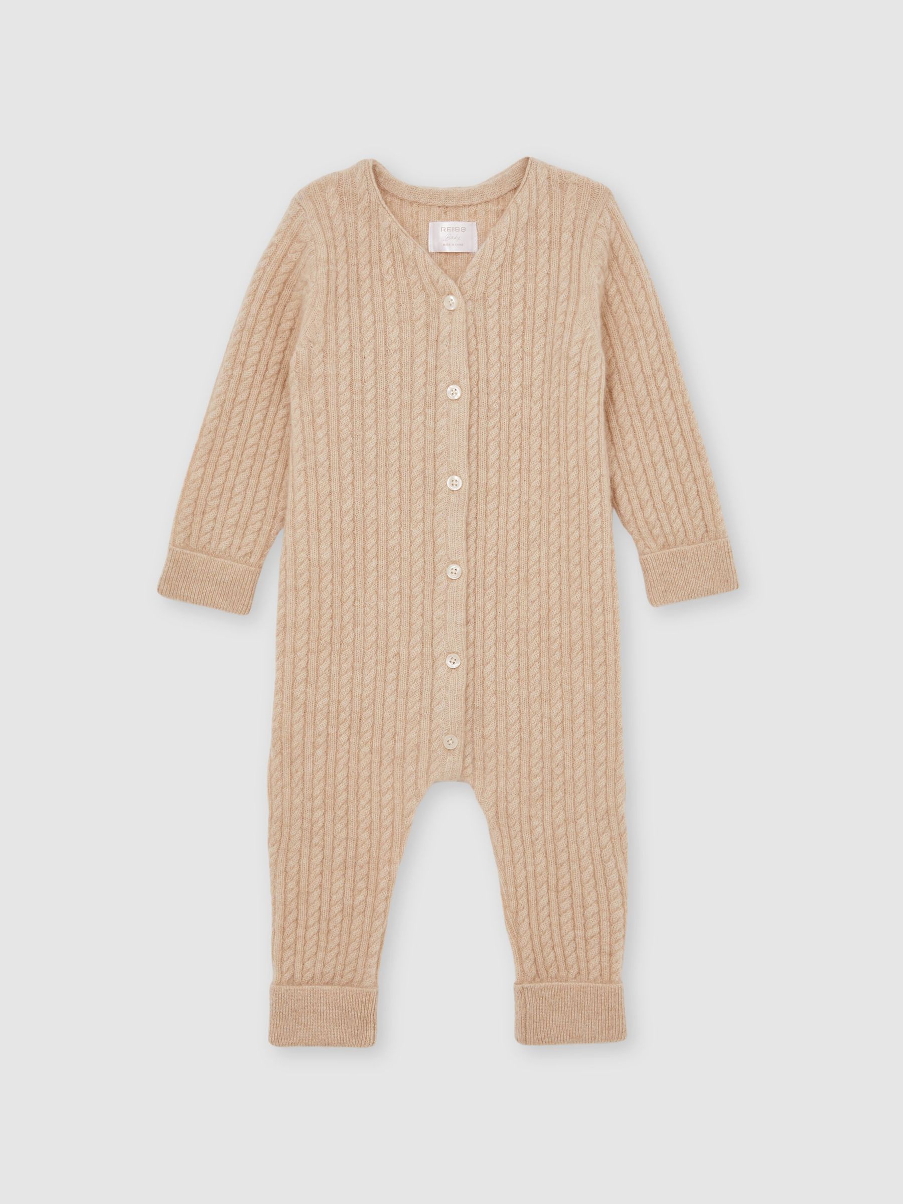 100% Cashmere Cable-Knit Sleepsuit in Neutral (H60494) | 550 QAR