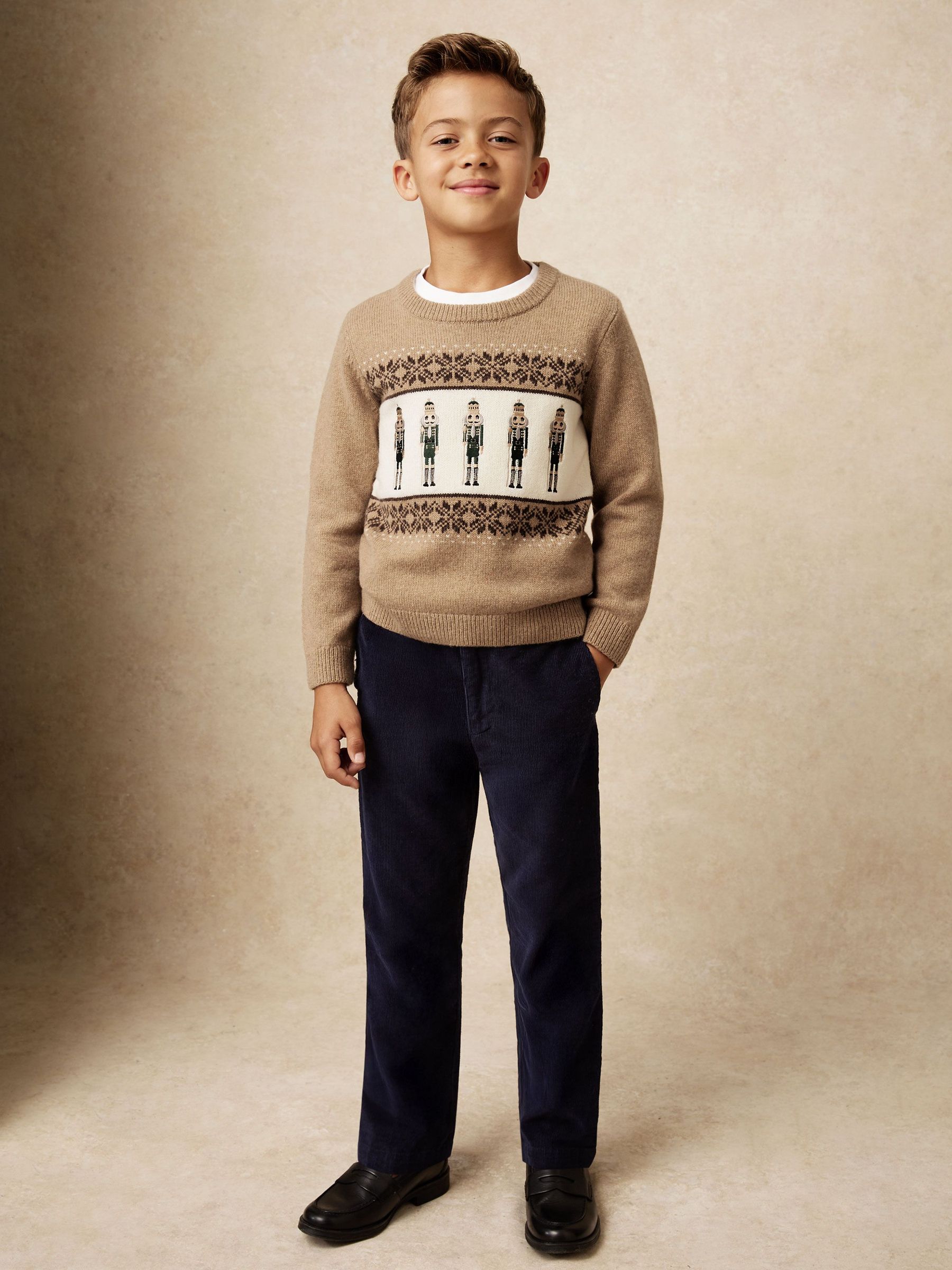 3-9 yrs Nutcracker-Embroidered Jumper with Wool in Camel Melange (H60846) | $80