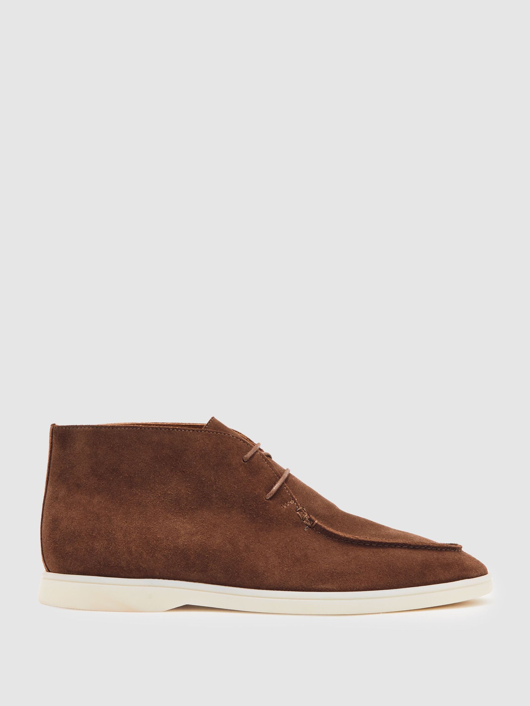Suede Lace-Up Chukka Boots in Chocolate Brown (H60863) | 1,025 QAR