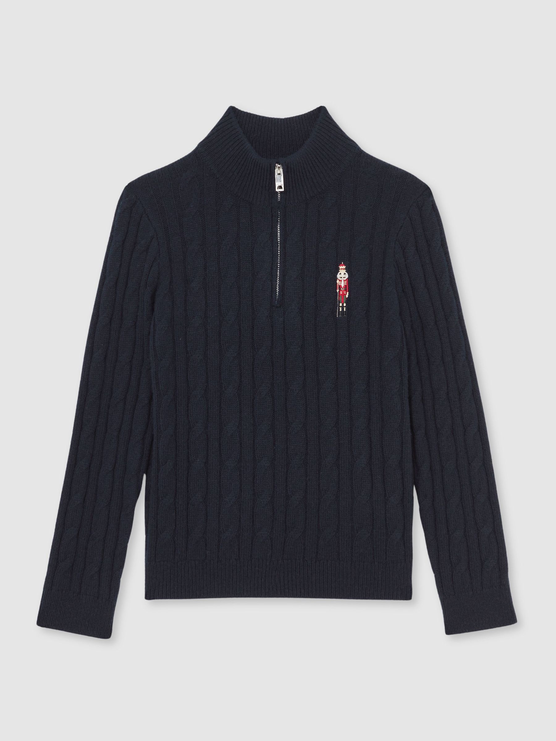 13-14 yrs Wool-Blend Half-Zip Nutcracker Jumper in Navy Blue (H60865) | €70