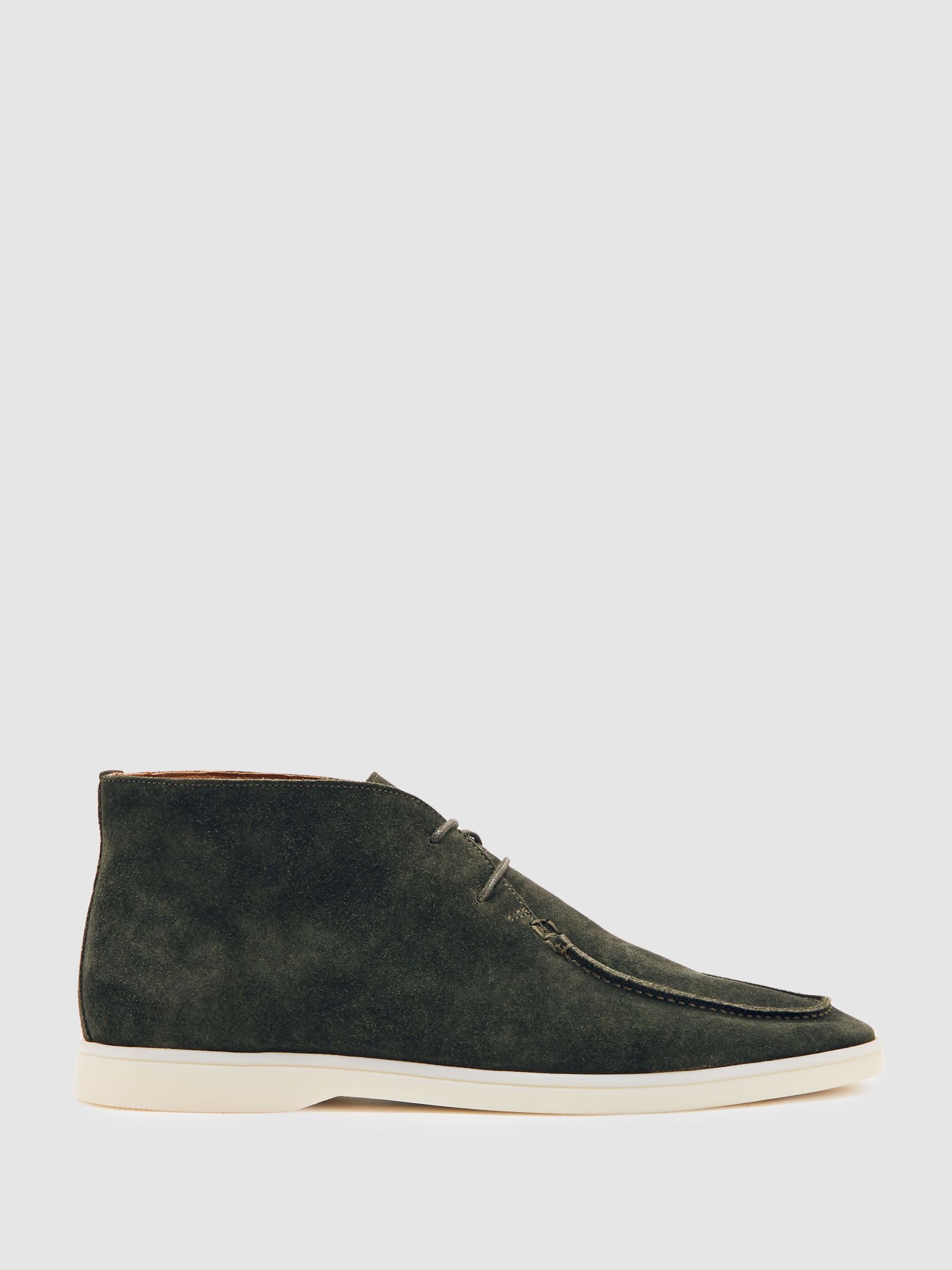 Suede Lace-Up Chukka Boots in Forest Green (H60866) | 1,025 QAR
