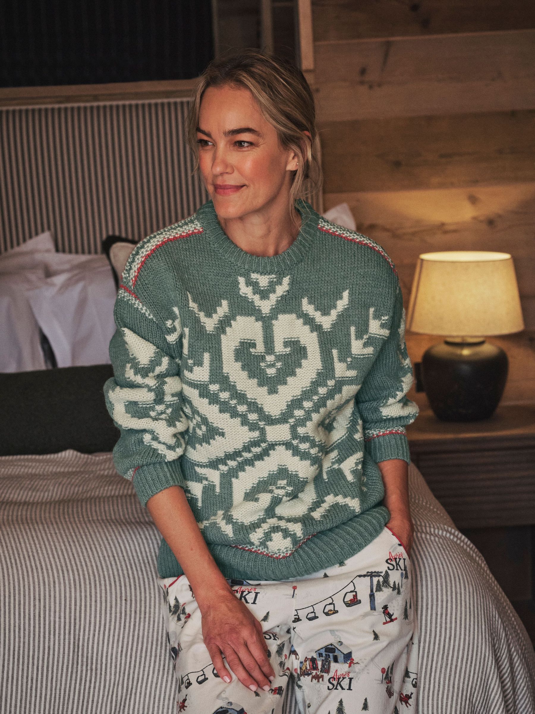 Teal Blue Aspen Snowflake Knitted Jumper (H62542) | $107