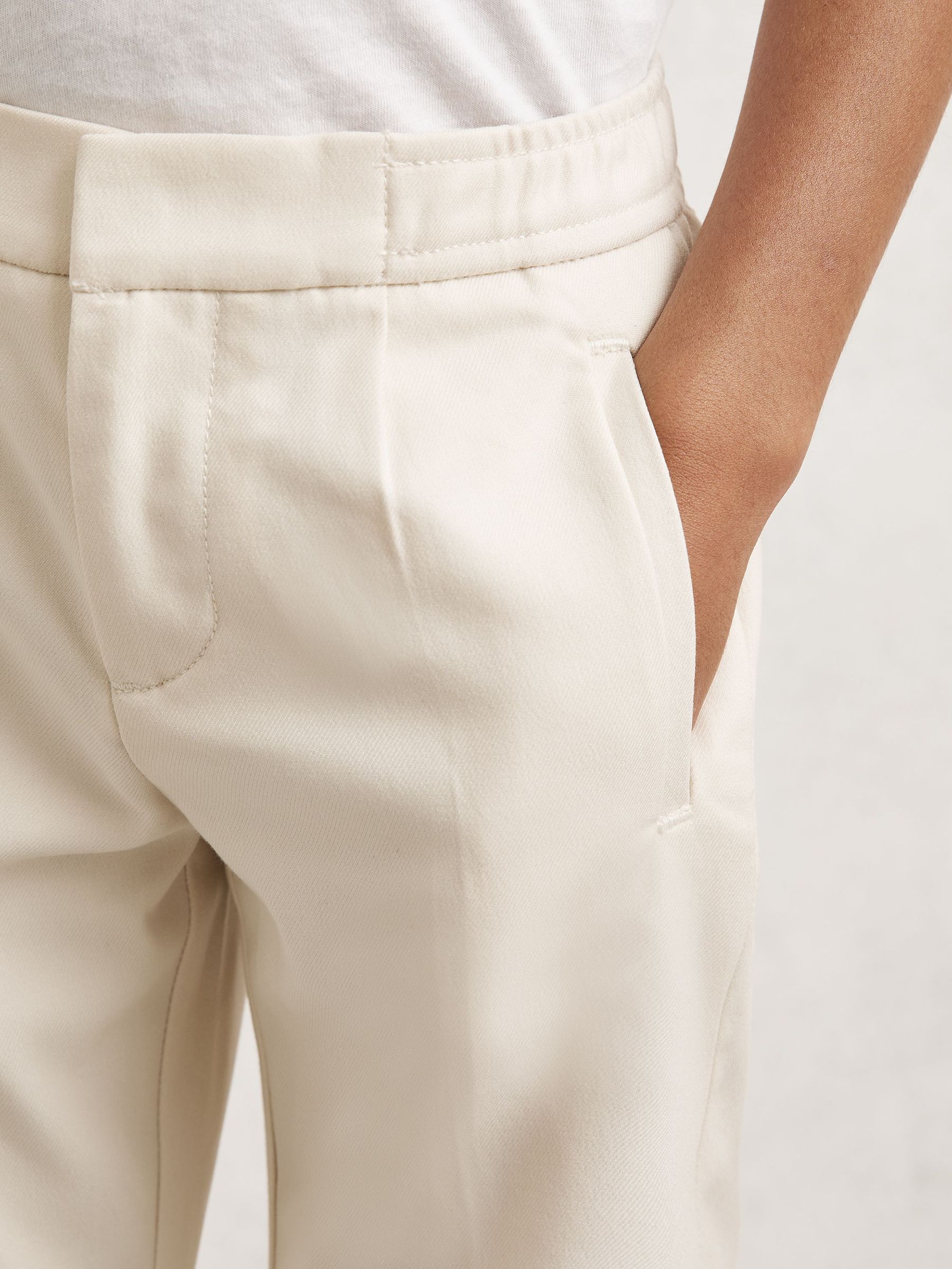9-13 yrs Relaxed-Fit Pleated Tapered Trousers in Off White (H62747) | $75