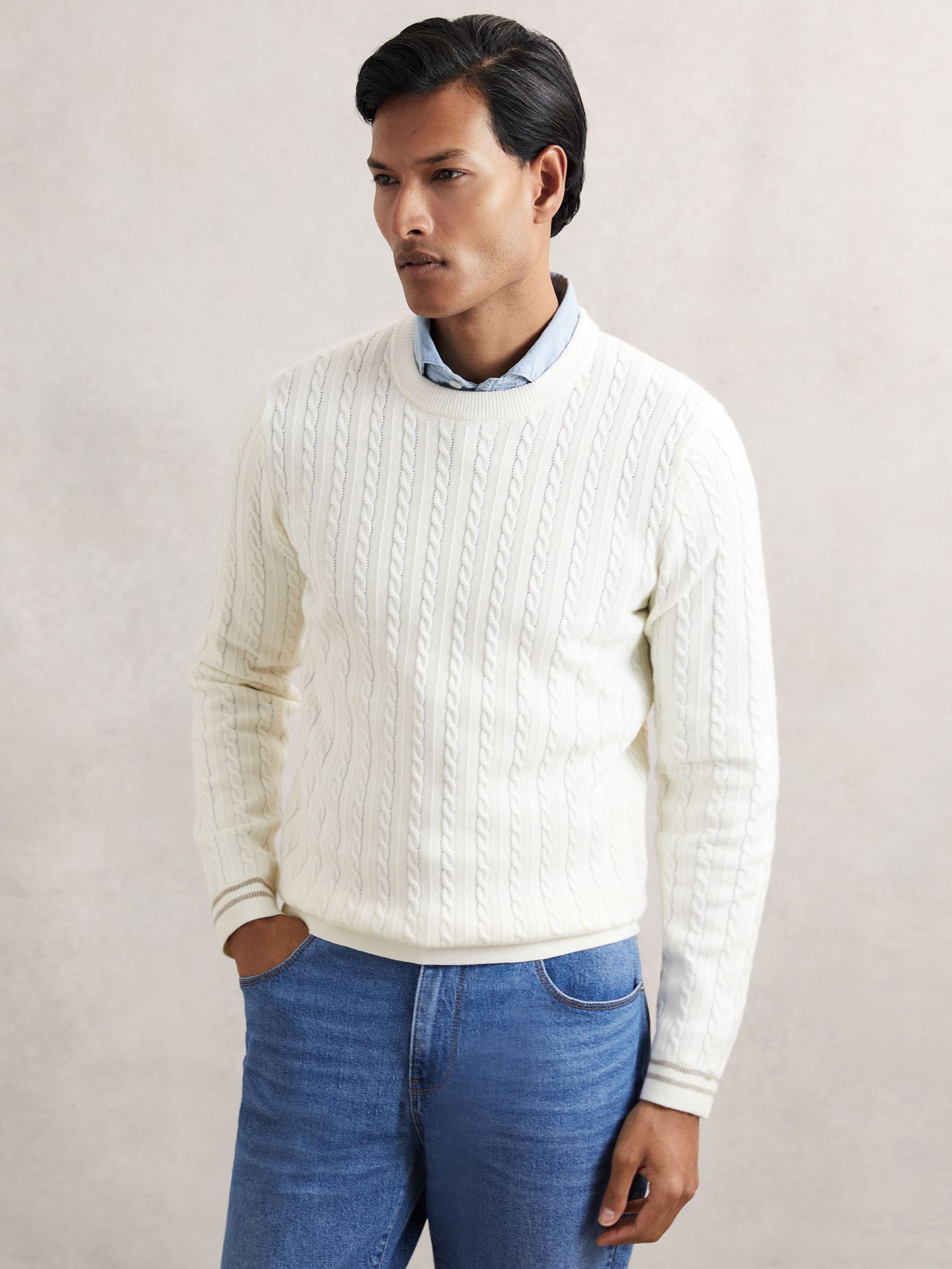 Cable-Knit Jumper With Wool in White (H62762) | Kč4,020
