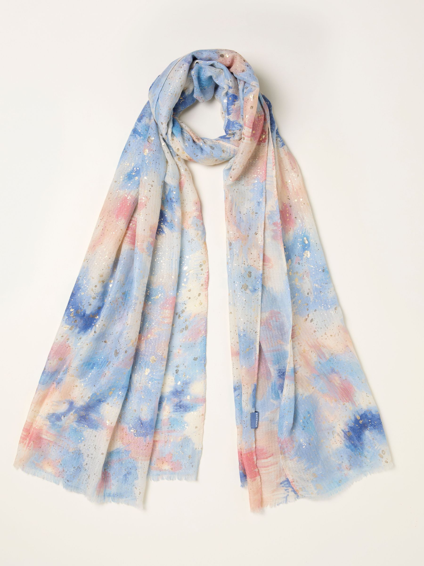 Blue Abstract Foil Printed Lightweight Scarf (H63099) | €33