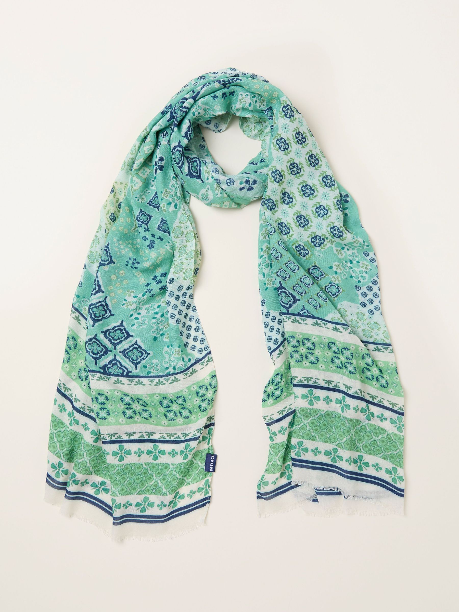 Green Patchwork Printed Lightweight Scarf (H63102) | $48