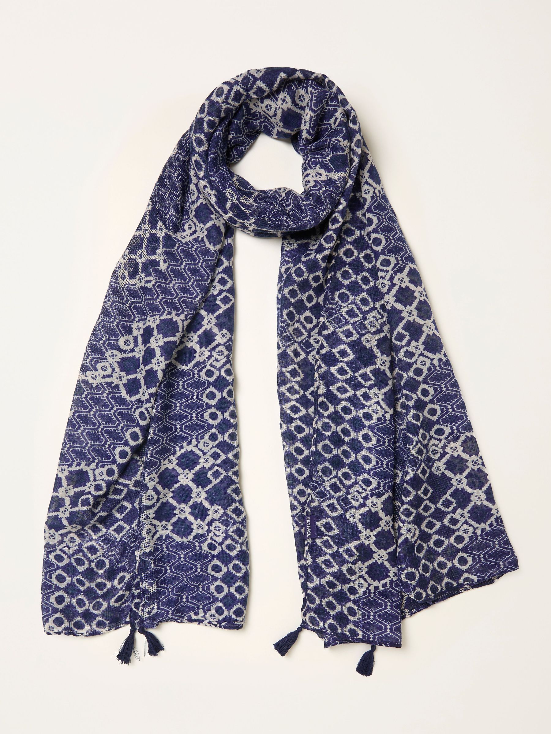 Navy Blue Geometric Textured Scarf (H63103) | €33