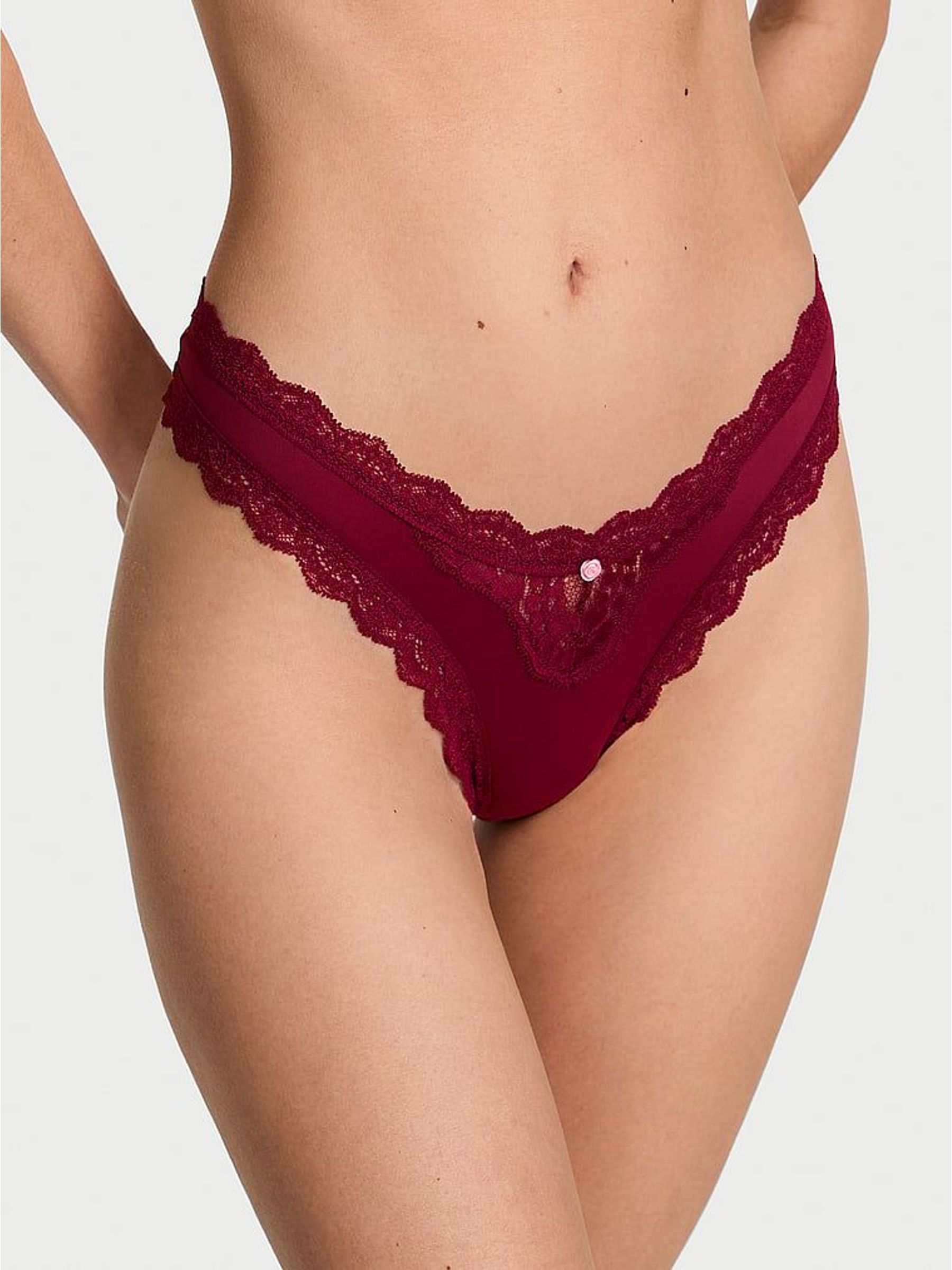 Sangria Red Lace Trim Brazilian Knickers (H64767) | €22.50