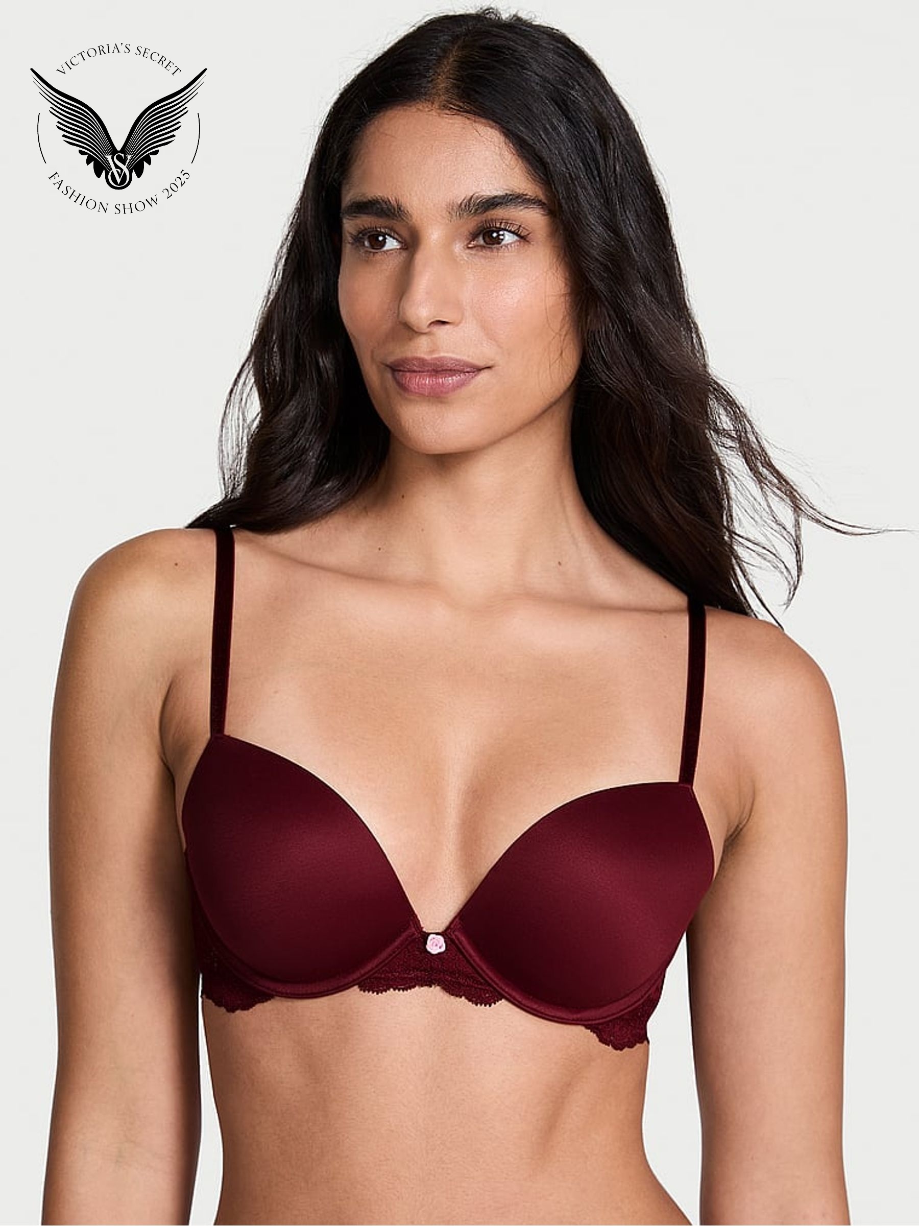 Sangria Red Lace Trim Push Up Bra (H64774) | €58