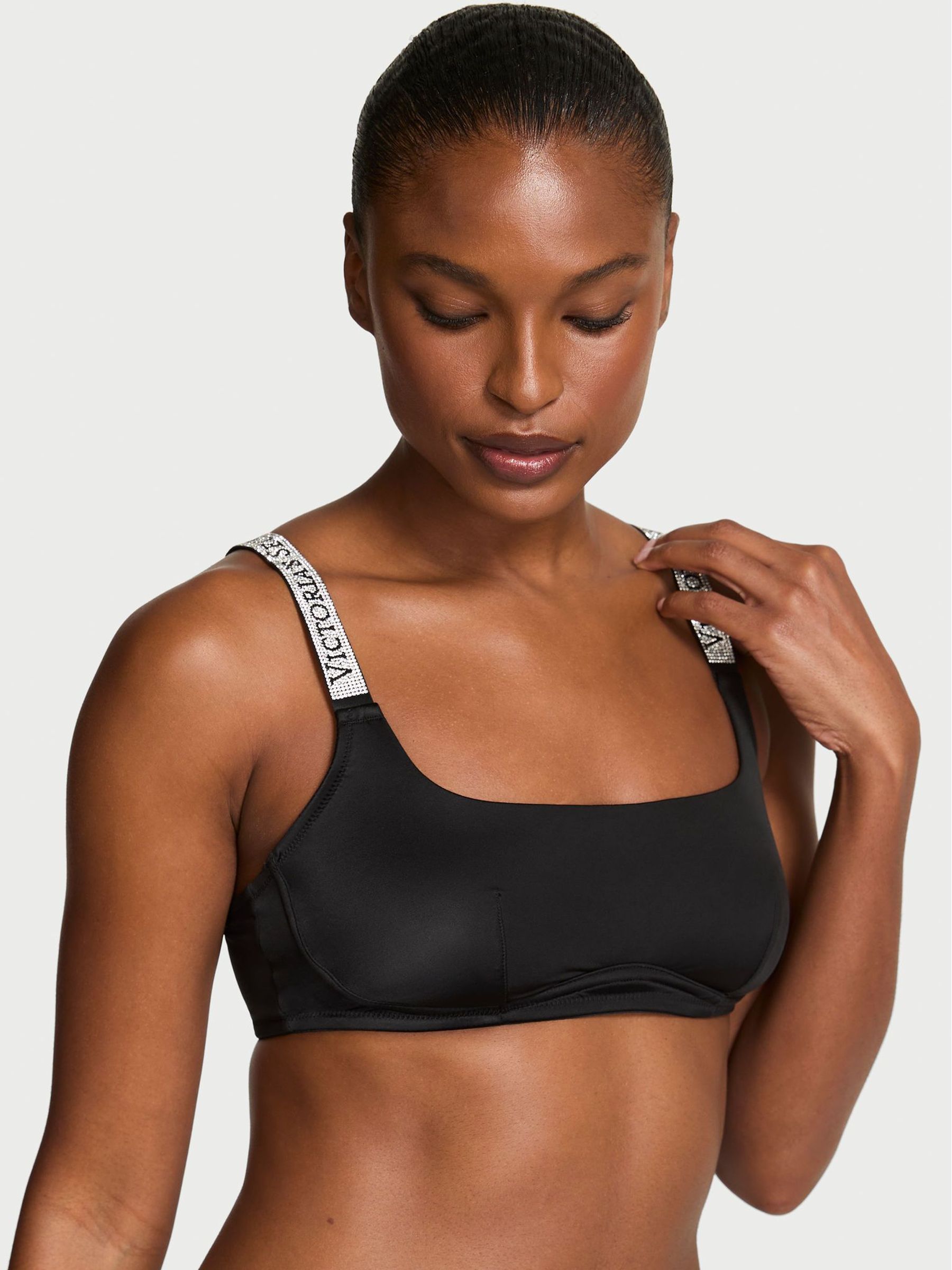 Black Shine Strap Scoop Bralette (H64794) | €36