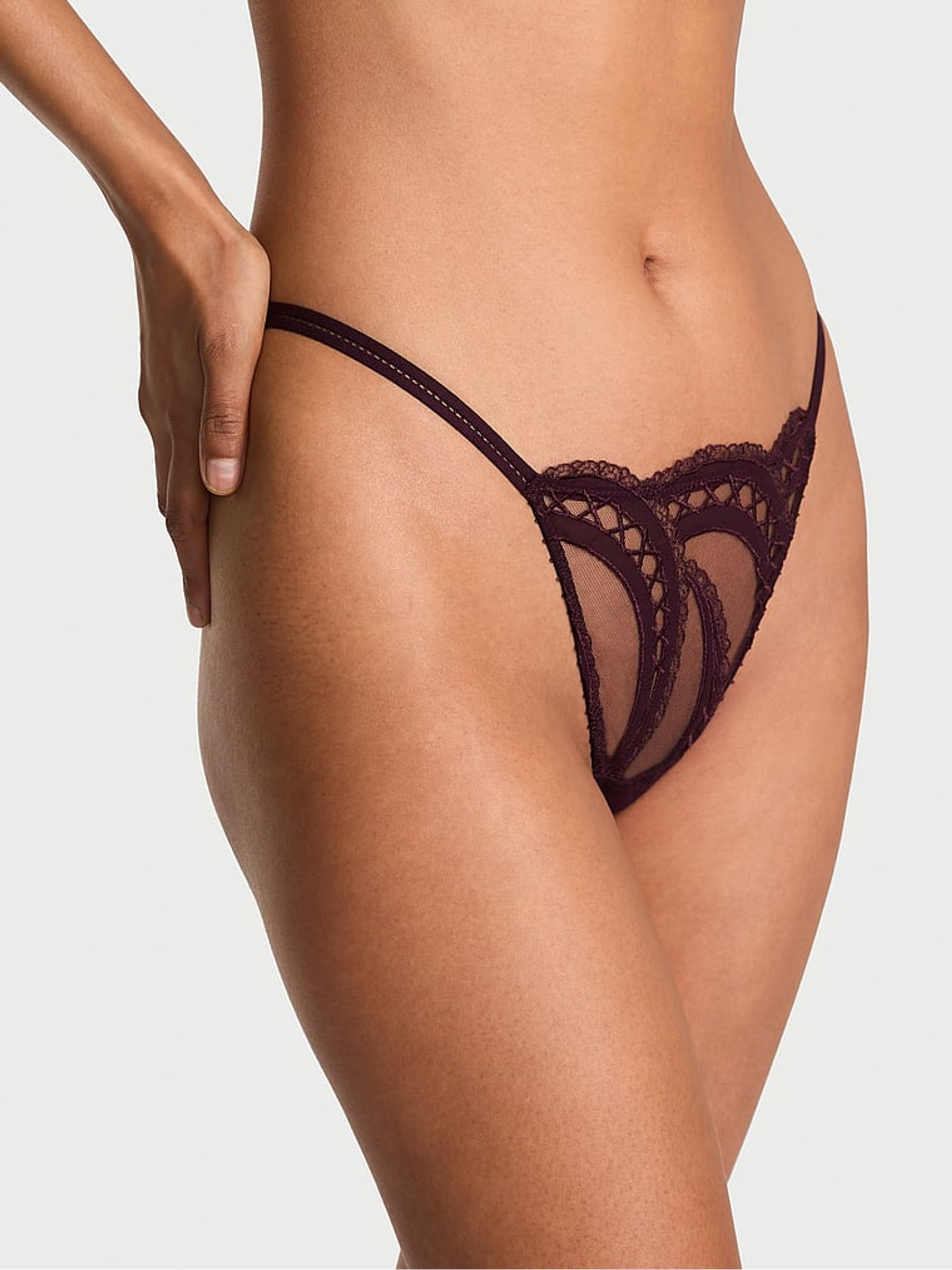 Winter Wine Red G-String Lace Embroidery Knickers (H64888) | €32