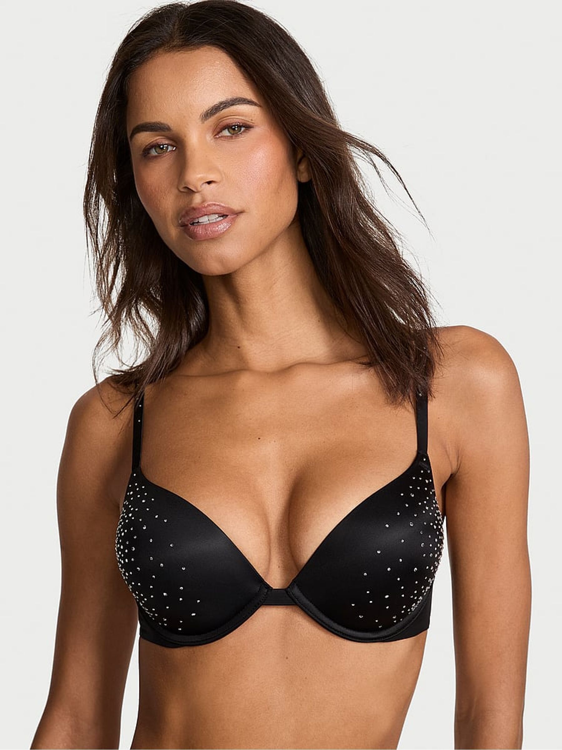 Black Add 2 Cups Push Up Bombshell Sparkle Shine Strap Bra (H64966) | €83
