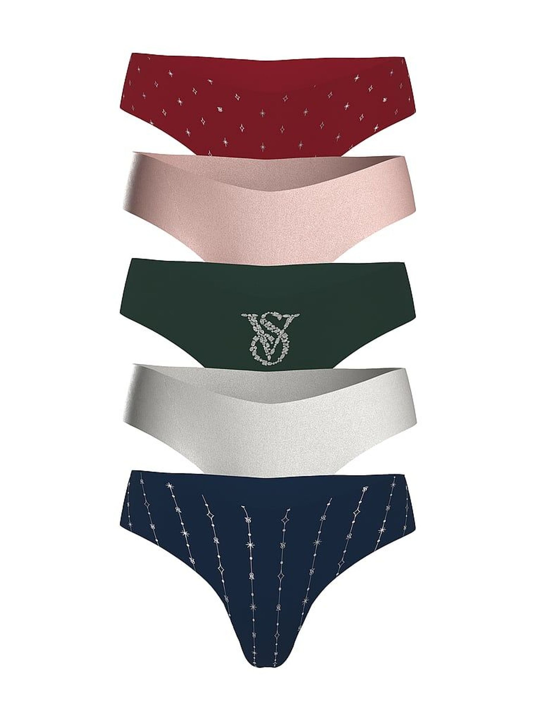 Red/Pink/Green/White/Blue Thong Shine Knickers 5 Pack (H64986) | €33