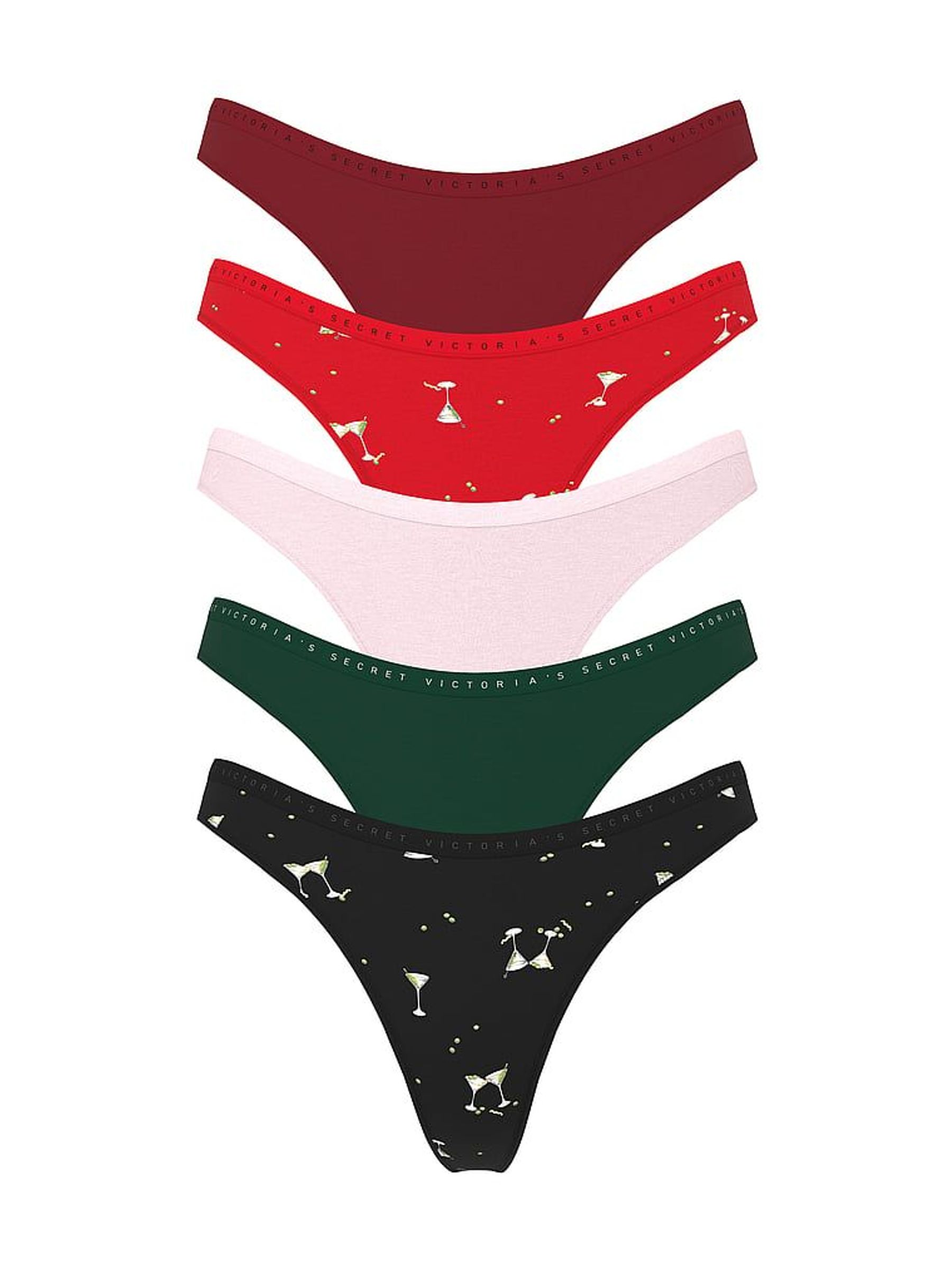 Red/Pink/Green/Black Thong Logo Knickers 5 Pack (H64994) | €33