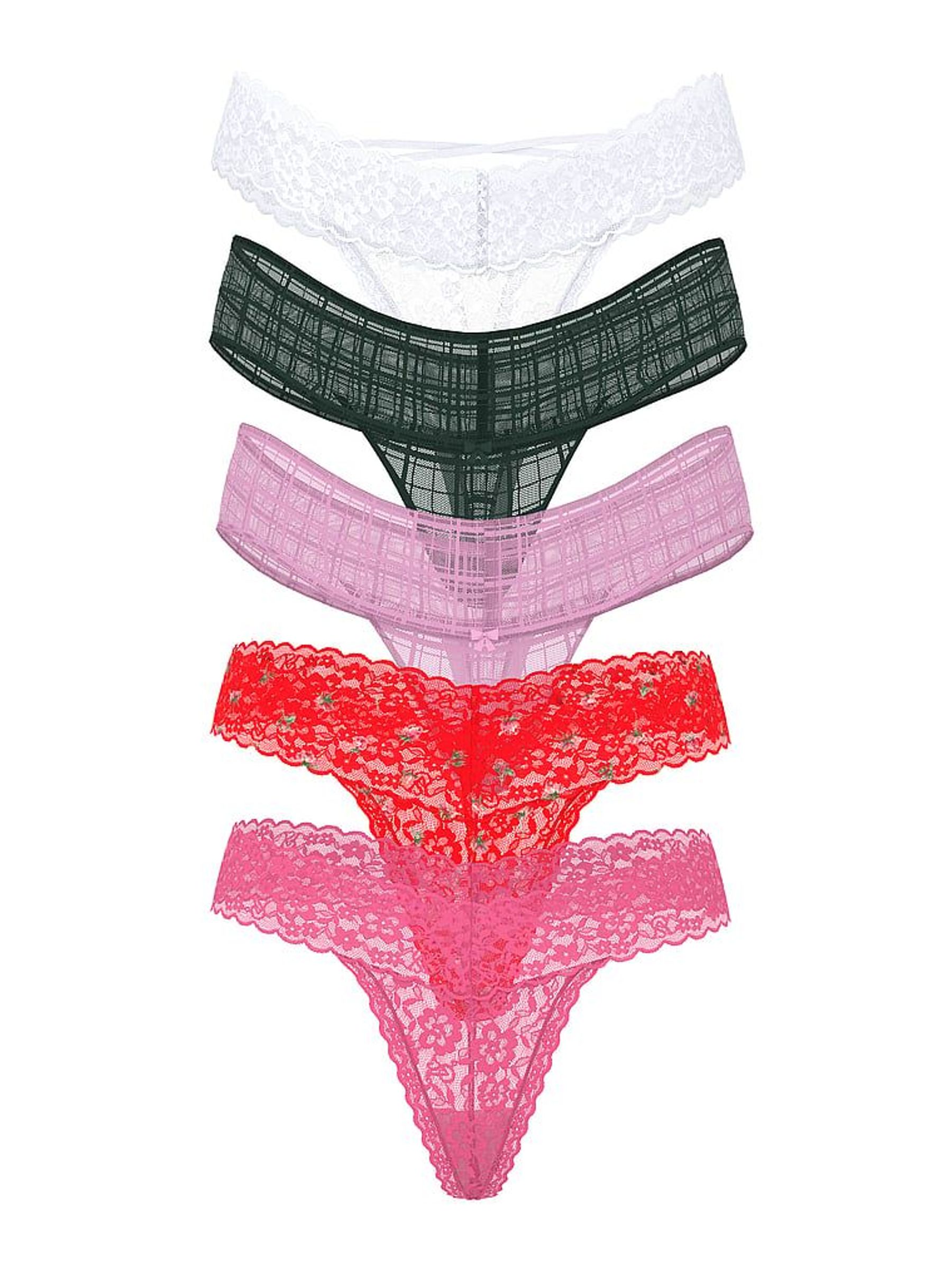 White/Green/Pink/Red Thong Knickers 5 Pack (H65006) | €33