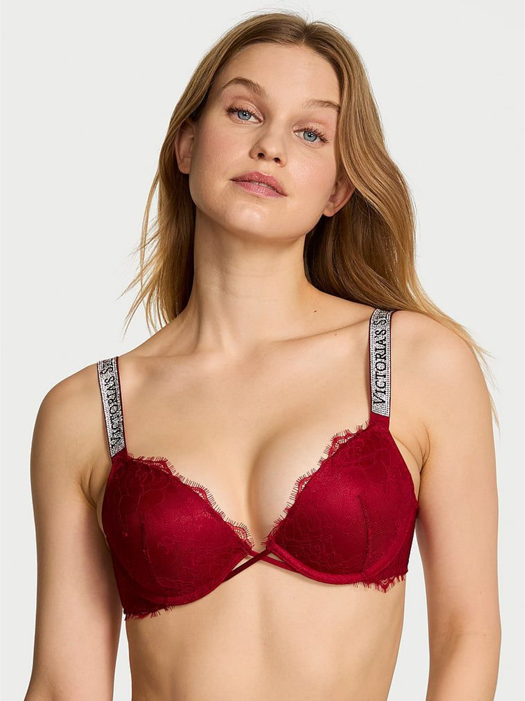Red Lacquer Push Up Shine Strap Lace Bra (H65208) | €75