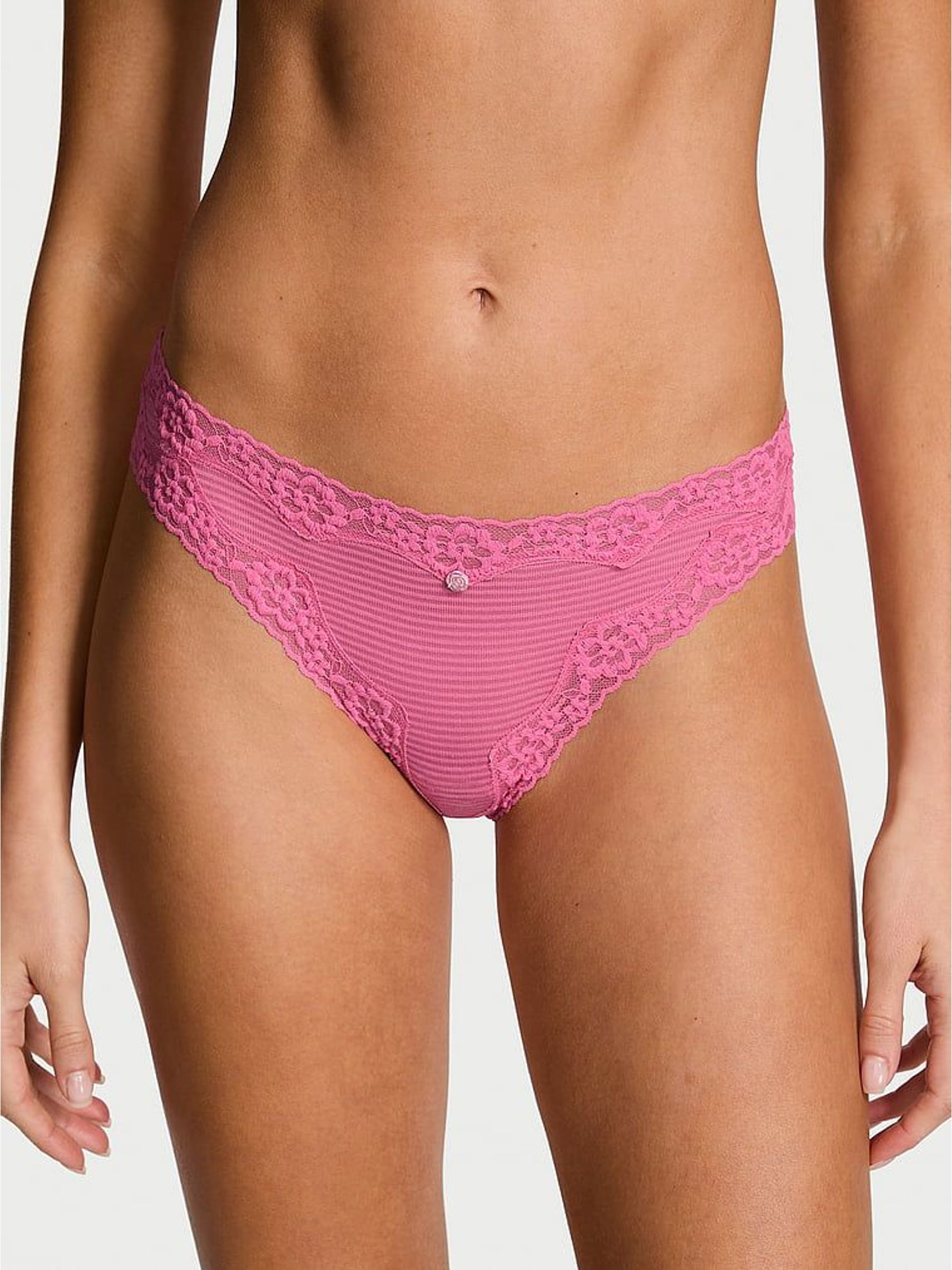Rose Garden Pink Bikini Lace Waist Knickers (H65283) | €13